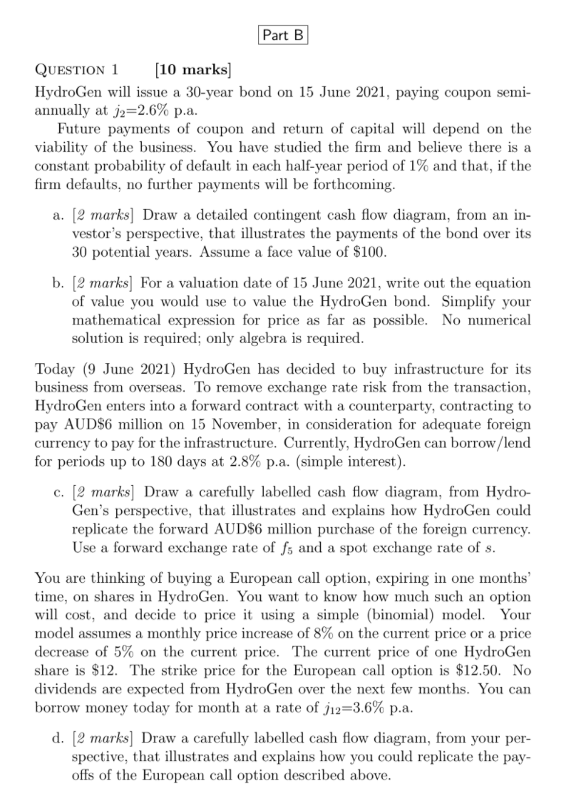 QUESTION 1 [10 marks] HydroGen will issue a