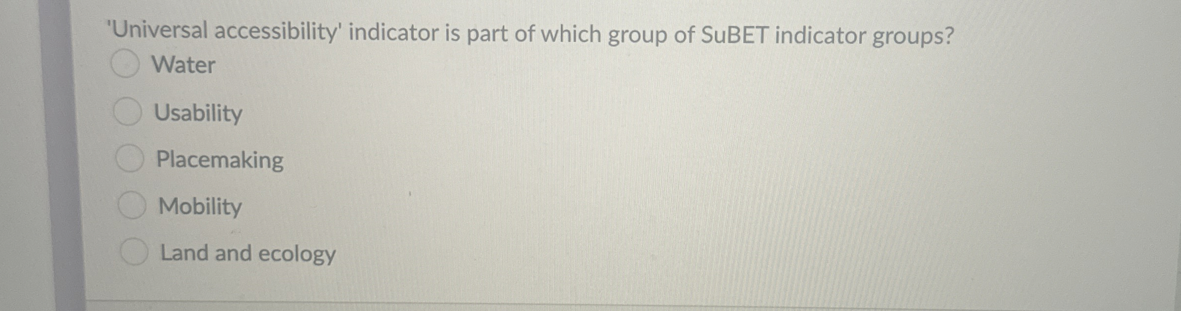 'Universal accessibility' indicator is part of