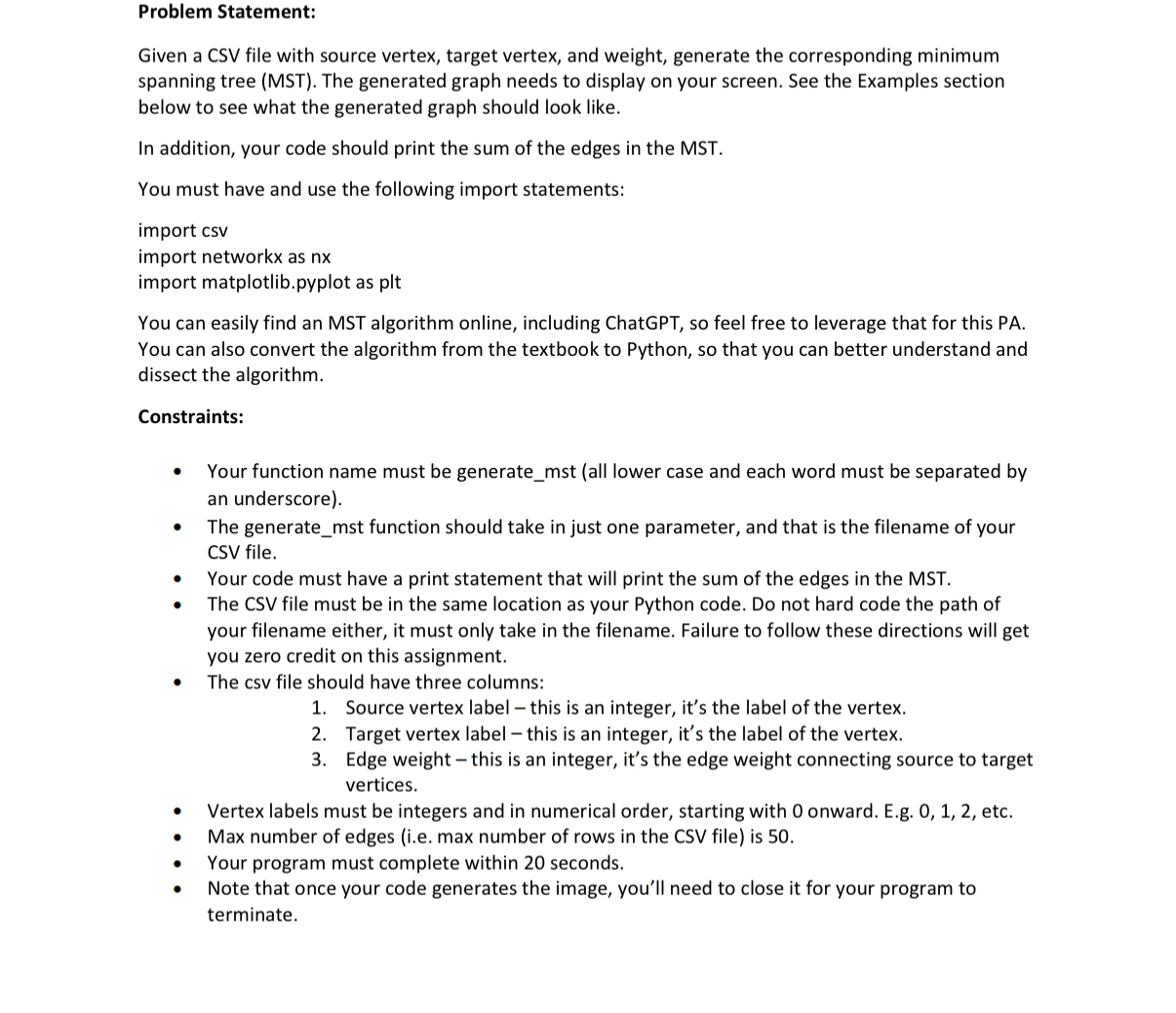 Problem Statement: Given a CSV file with source