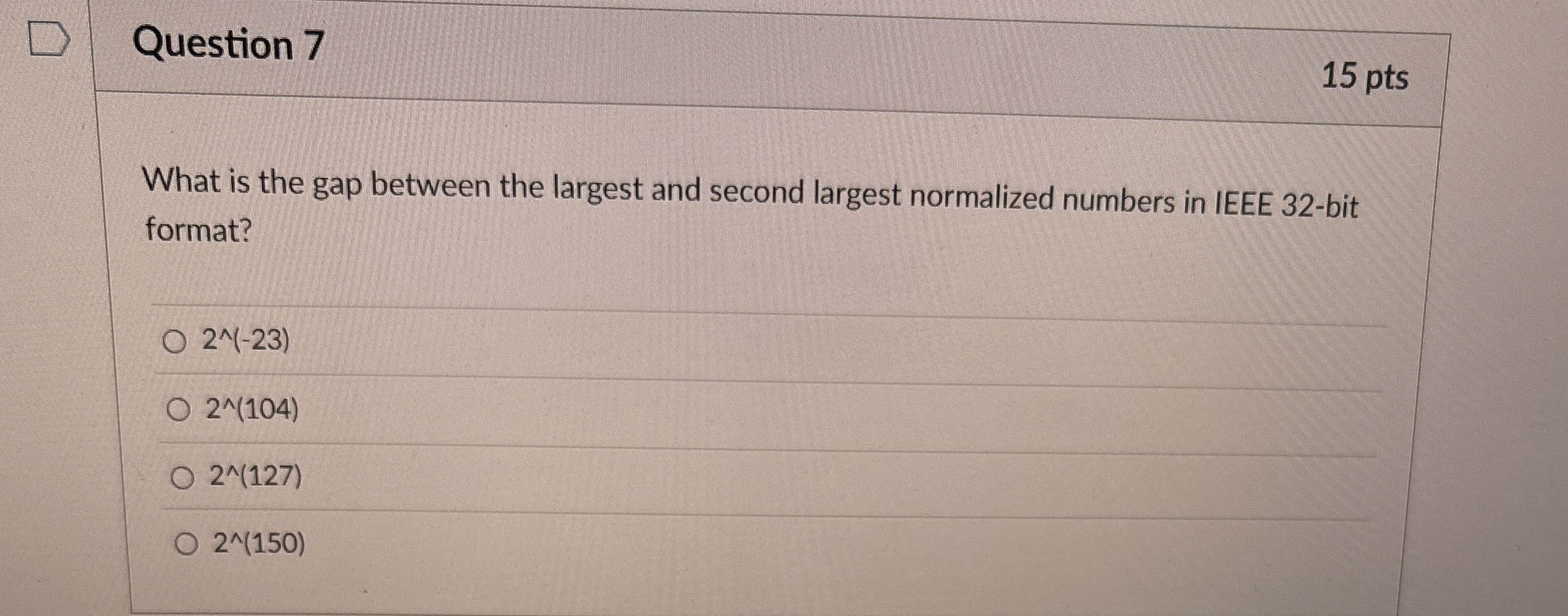 Question 7 What is the gap between the largest