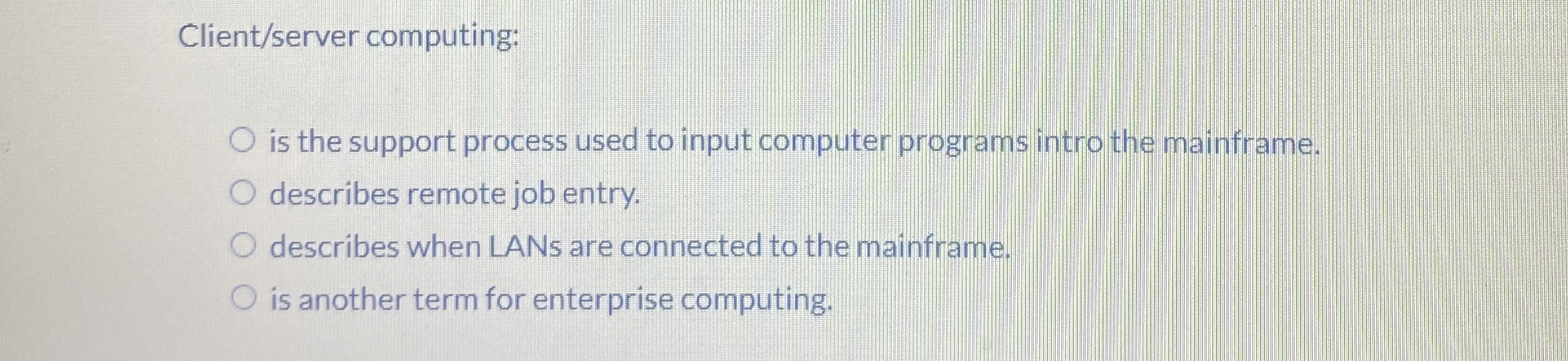 Client / server computing: is the support process
