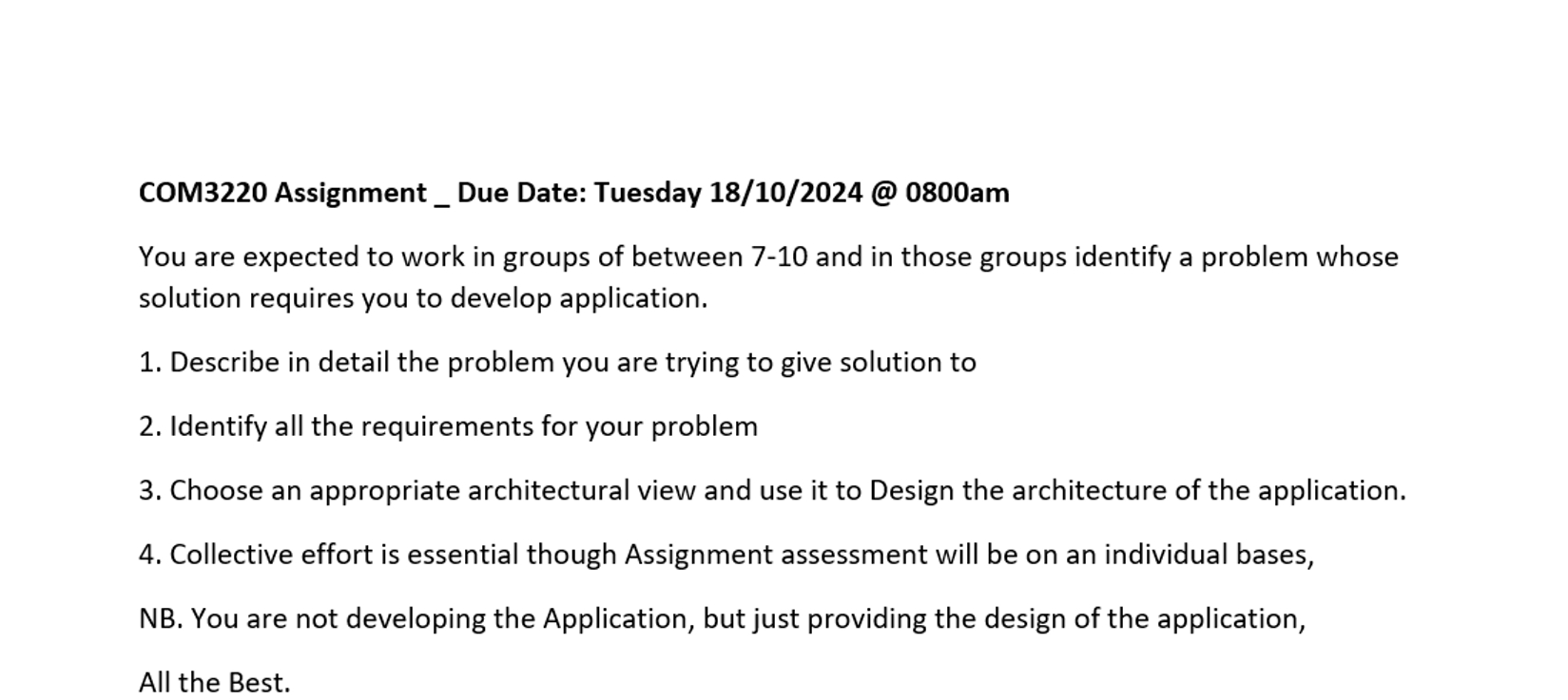 COM 3 2 2 0 Assignment _ Due Date: Tuesday 1 8 /