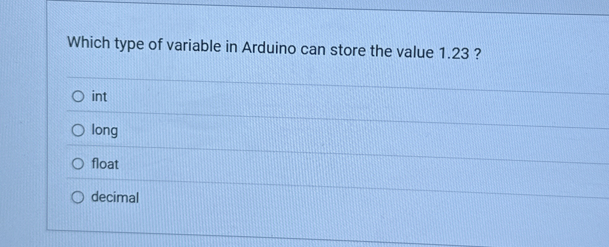 Which type of variable in Arduino can store the