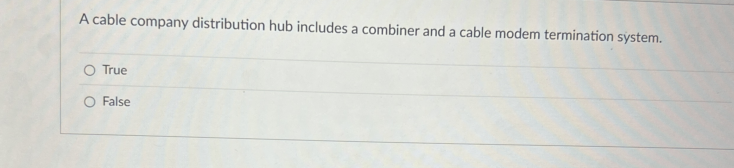 A cable company distribution hub includes a