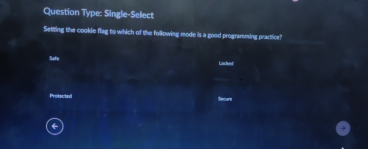 Question Type: Single - Select Setting the cookie
