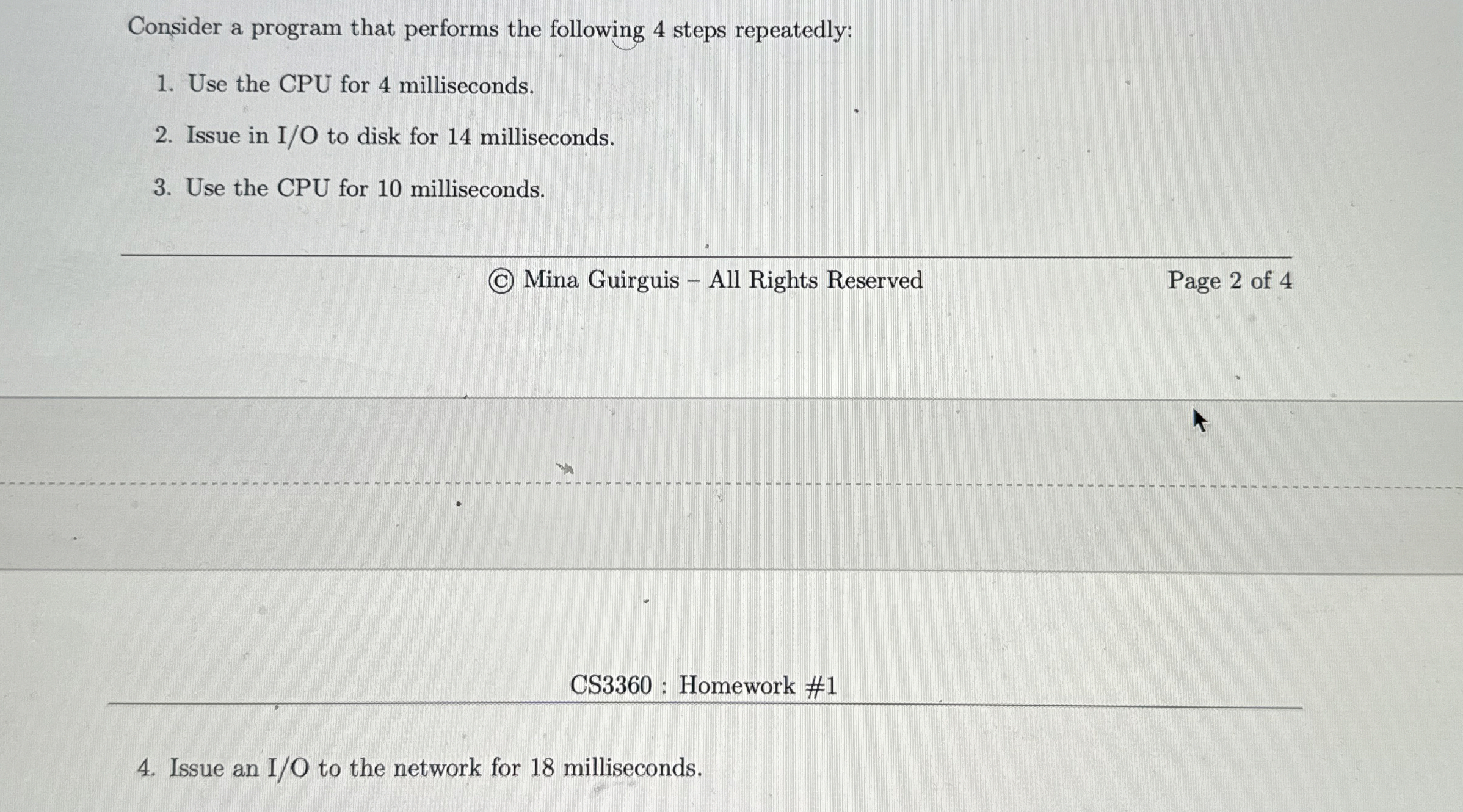 Consider a program that performs the following 4