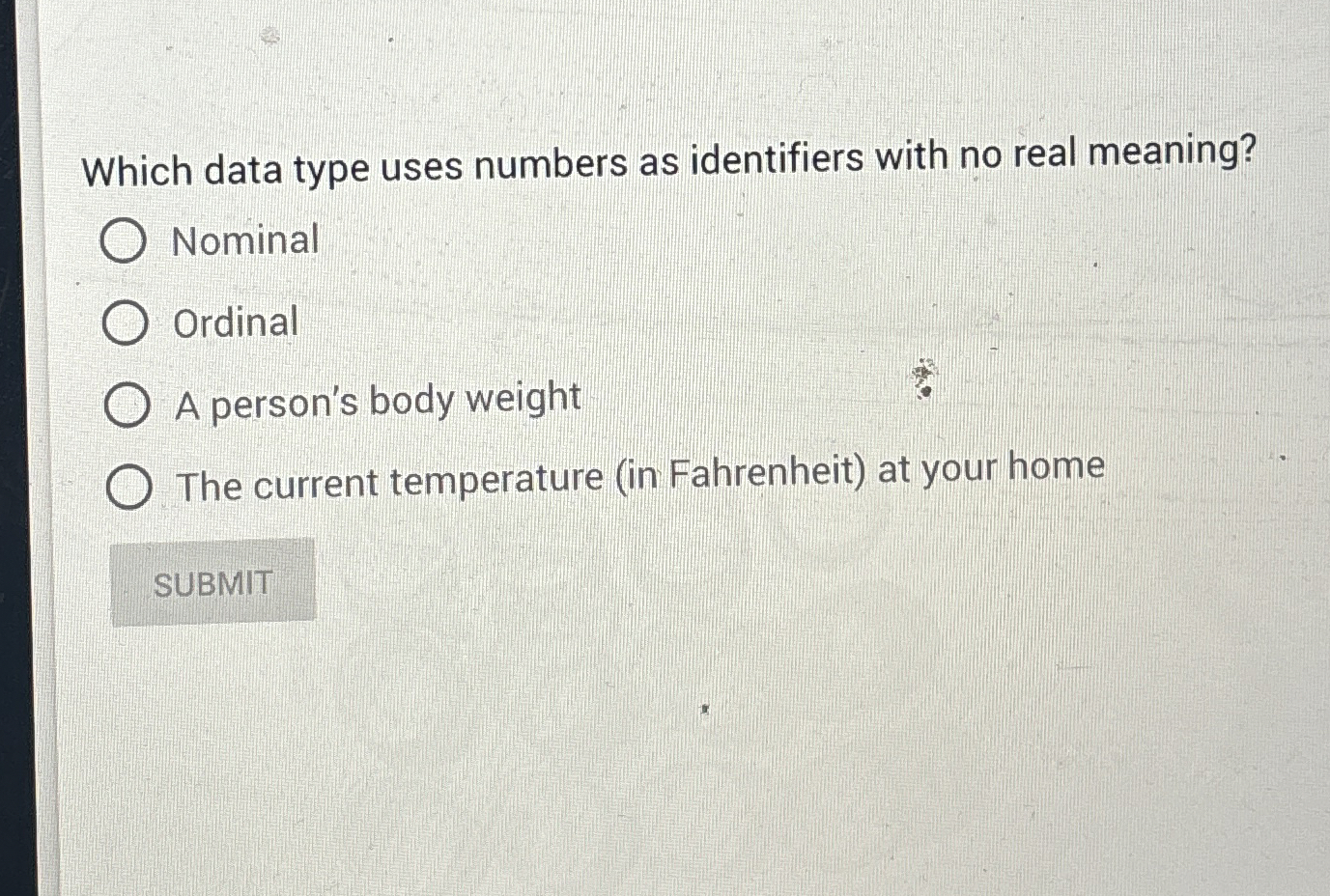 Which data type uses numbers as identifiers with