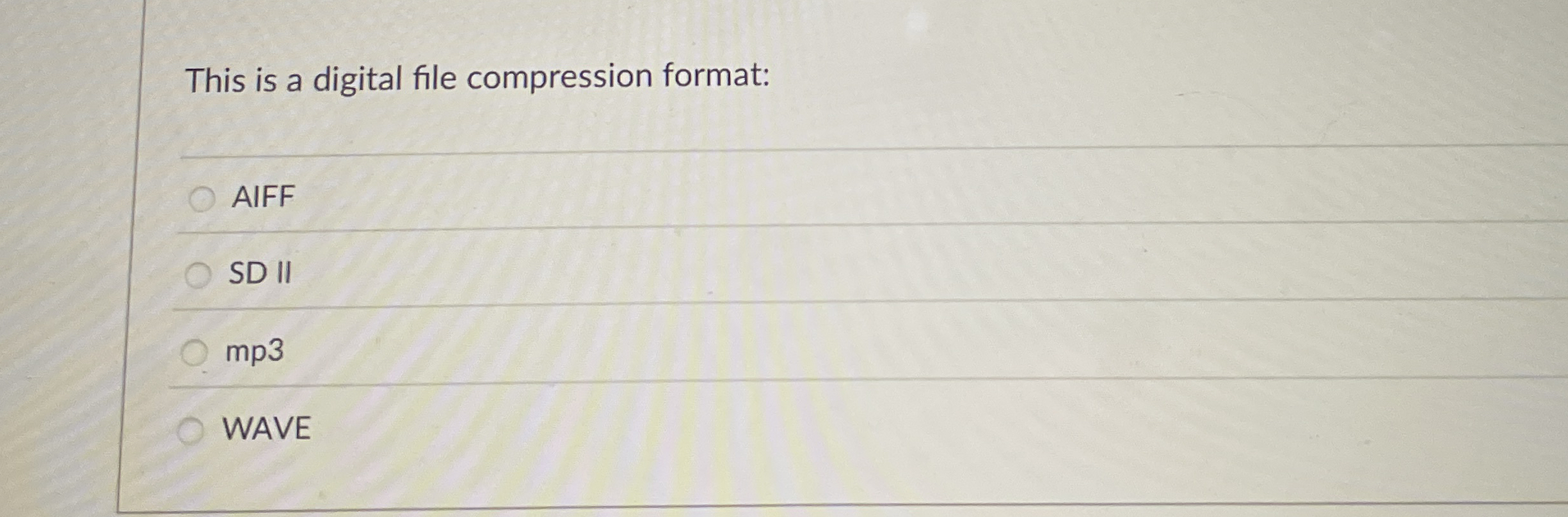 This is a digital file compression format: AIFF