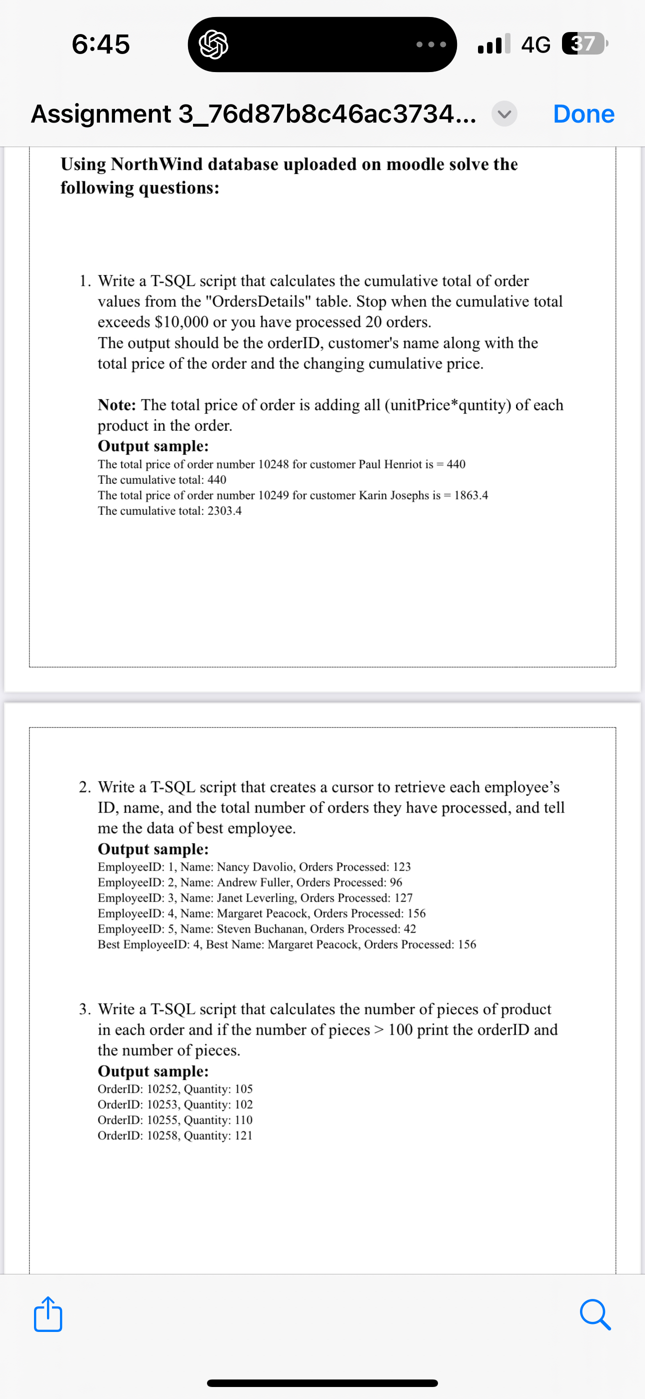 6 : 4 5 4 G 3 7 Assignment 3 _ 7 6 d 8 7 b 8 c 4