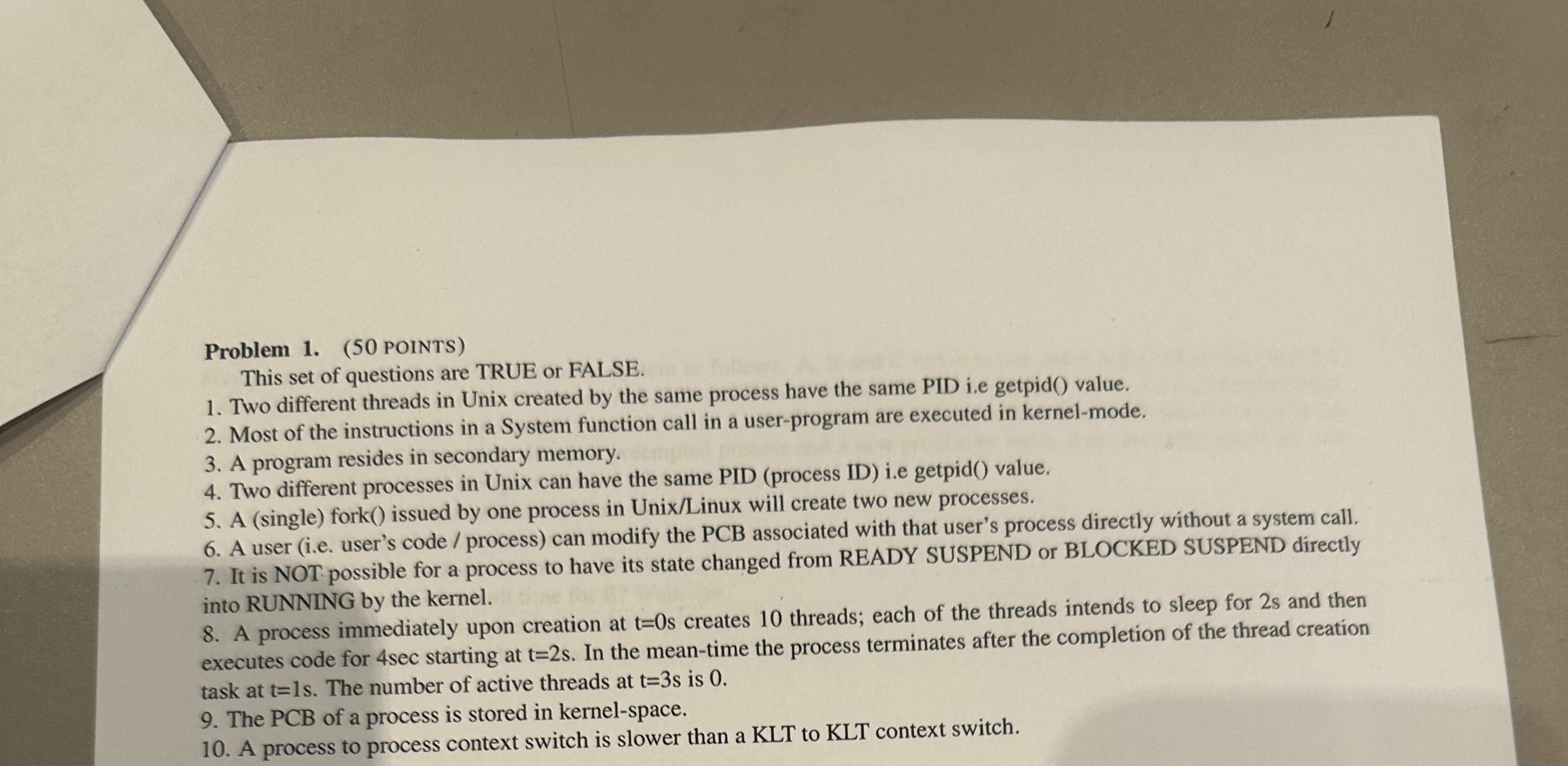 Problem 1 . ( 5 0 points ) This set of questions