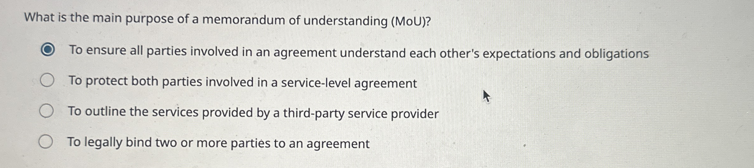 What is the main purpose of a memorandum of