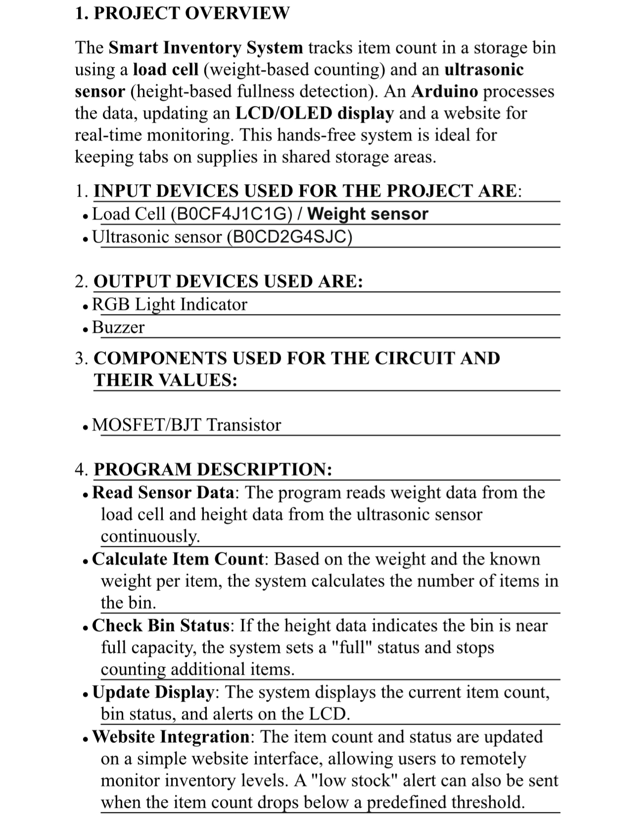 PROJECT OVERVIEW The Smart Inventory System