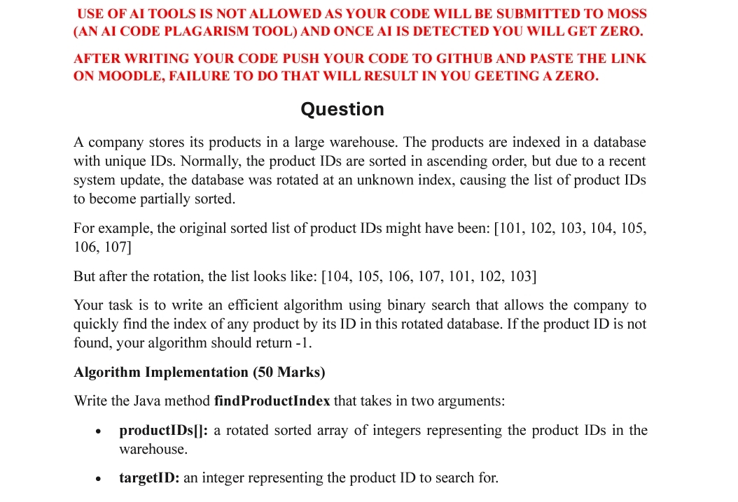 USE OF AI TOOLS IS NOT ALLOWED AS YOUR CODE WILL