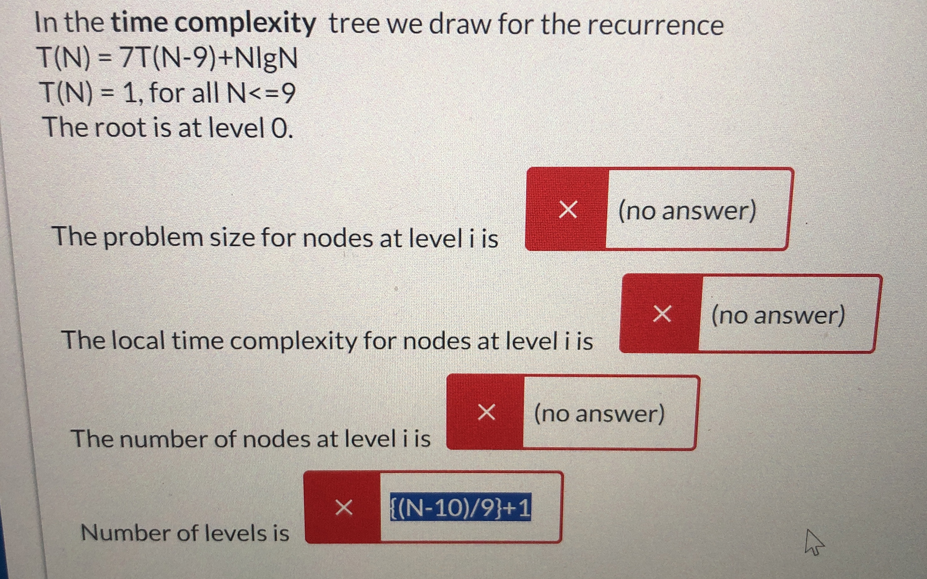 In the time complexity tree we draw for the