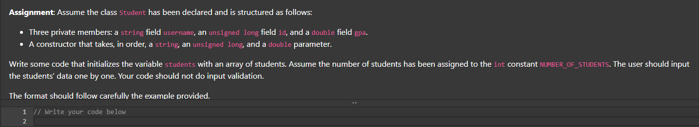 Assignment: Assume the class Student has been