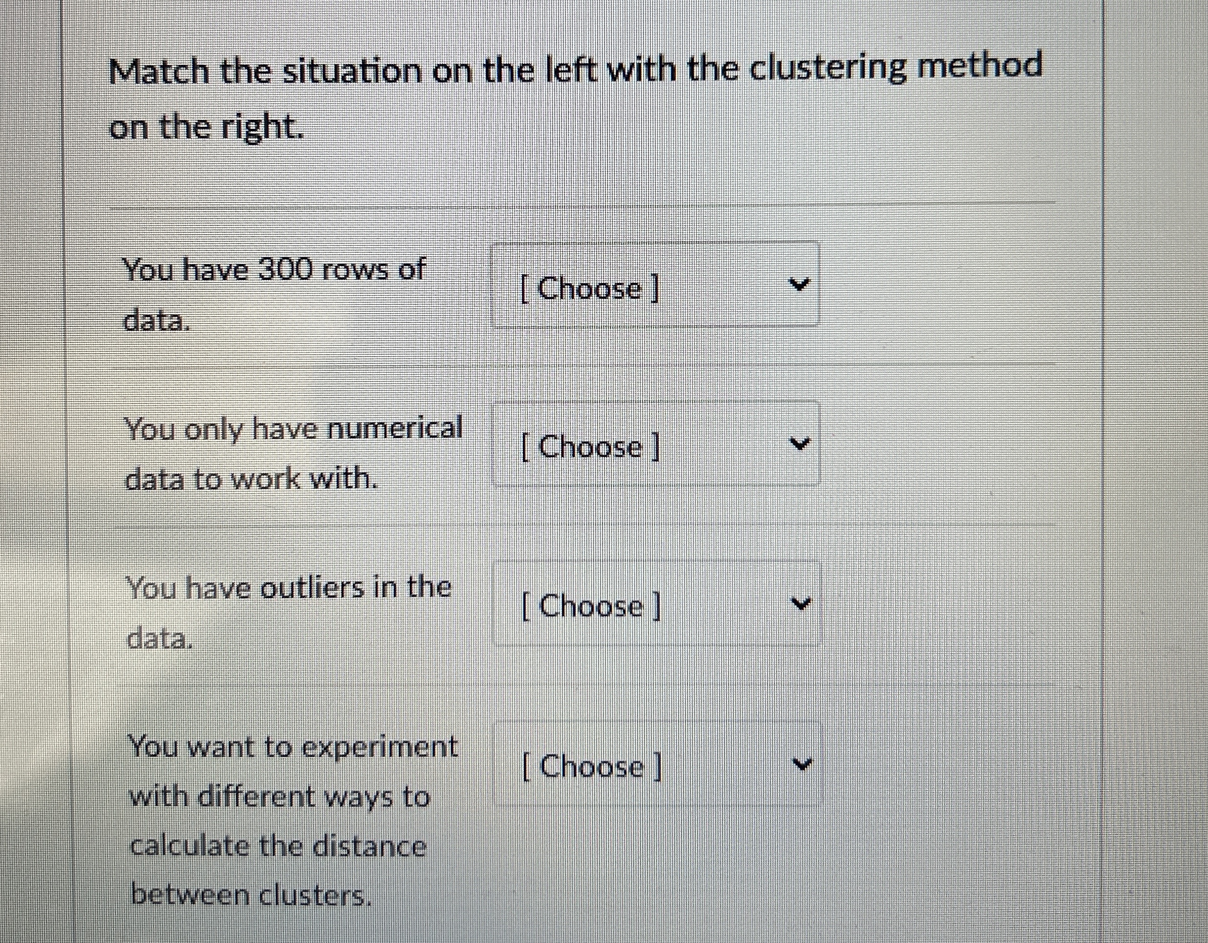 Match the situation on the left with the