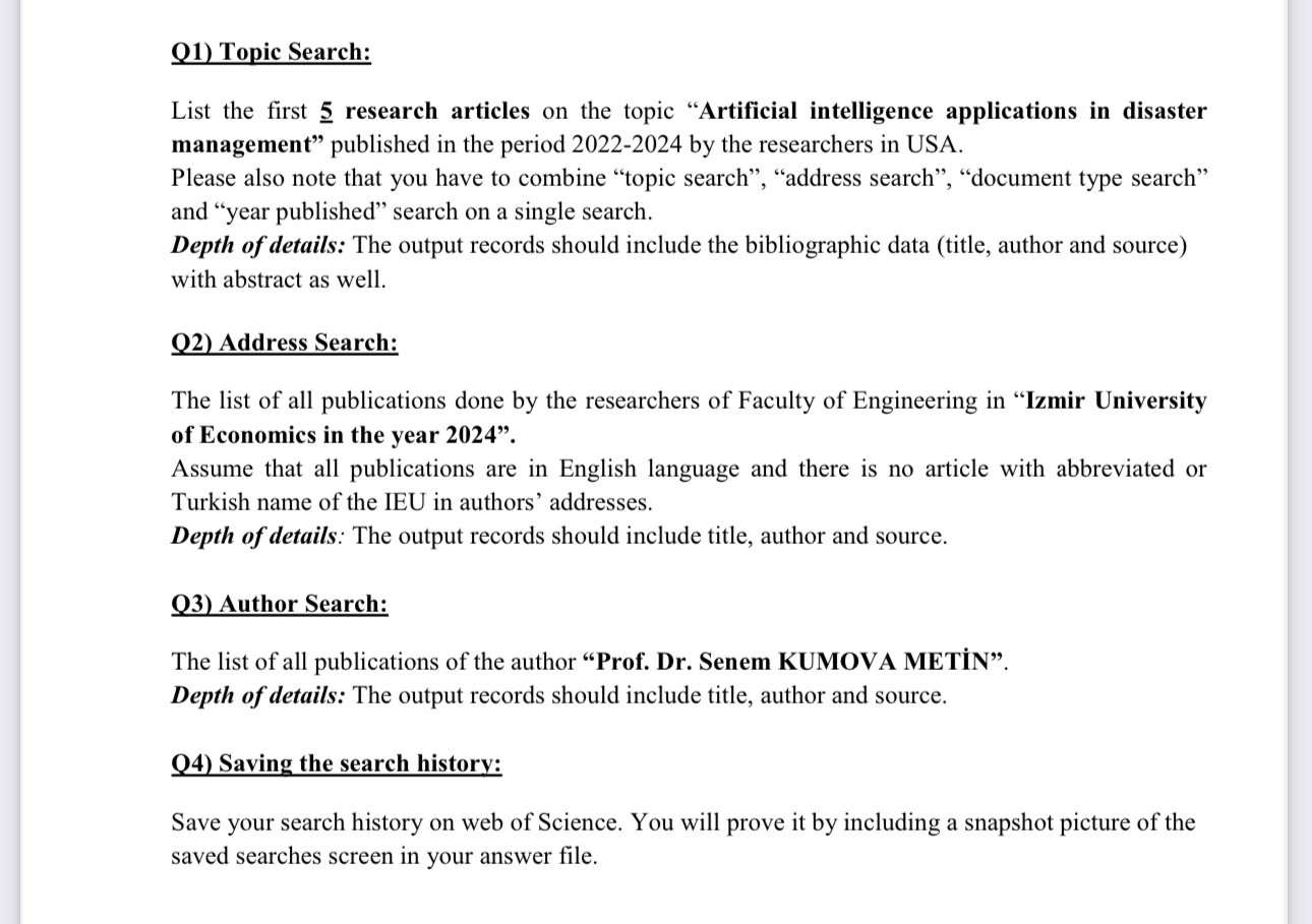 Q 1 ) Topic Search: List the first 5 ? research