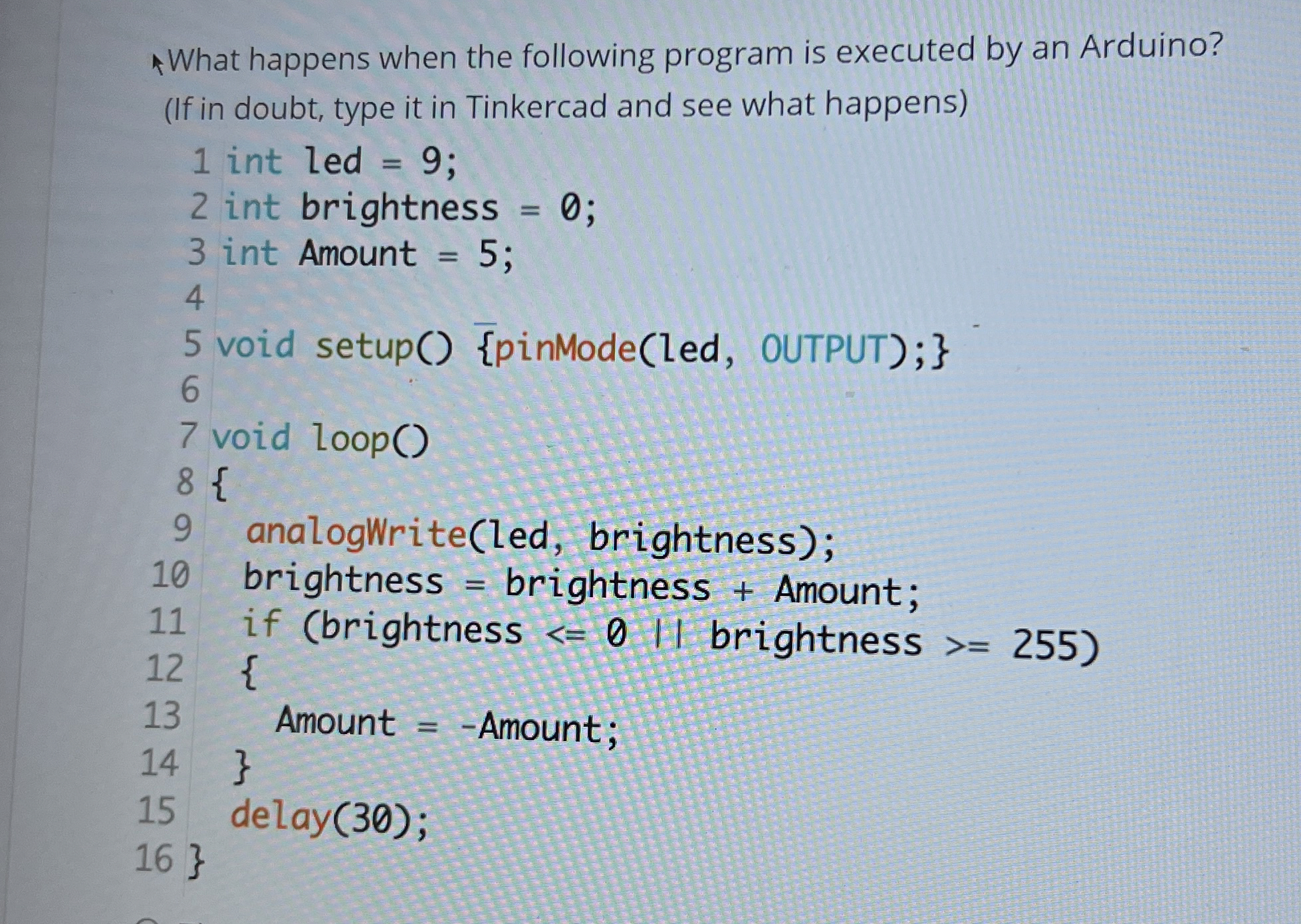 What happens when the following program is