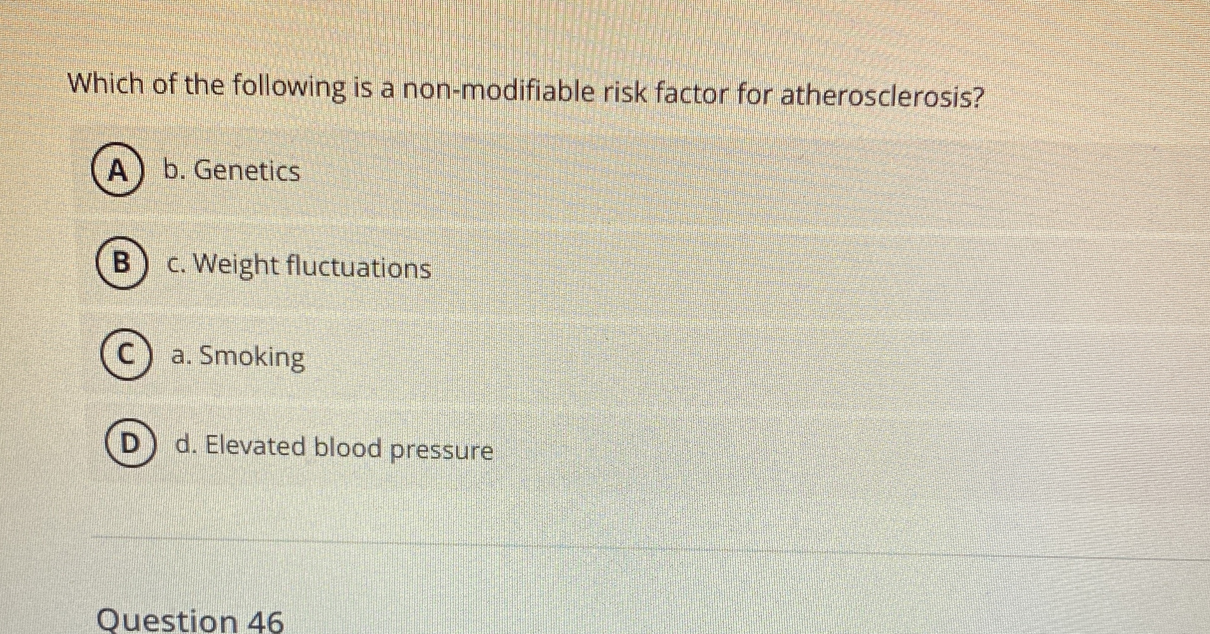 Which of the following is a non modified risk