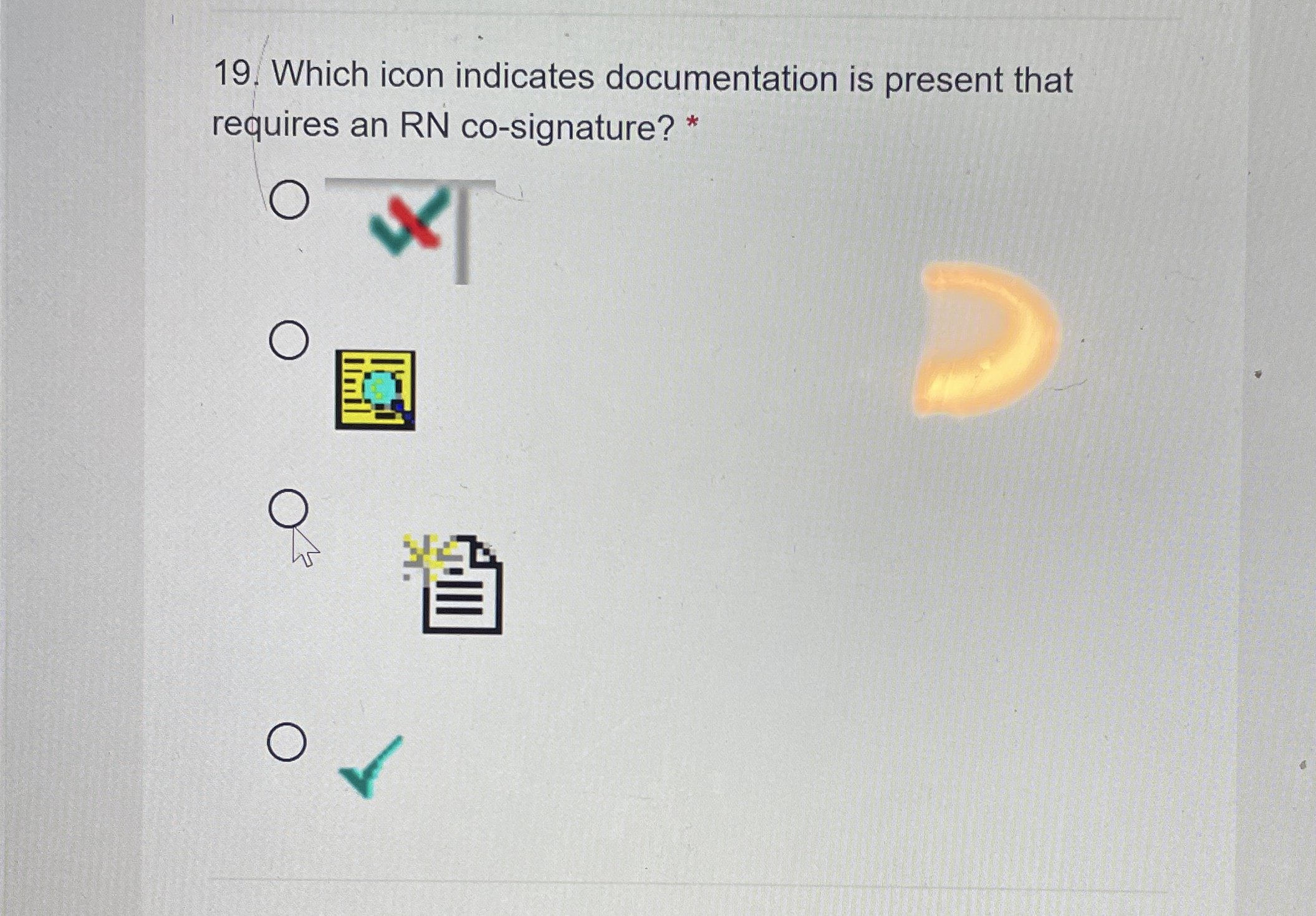 Which icon indicates documentation is present
