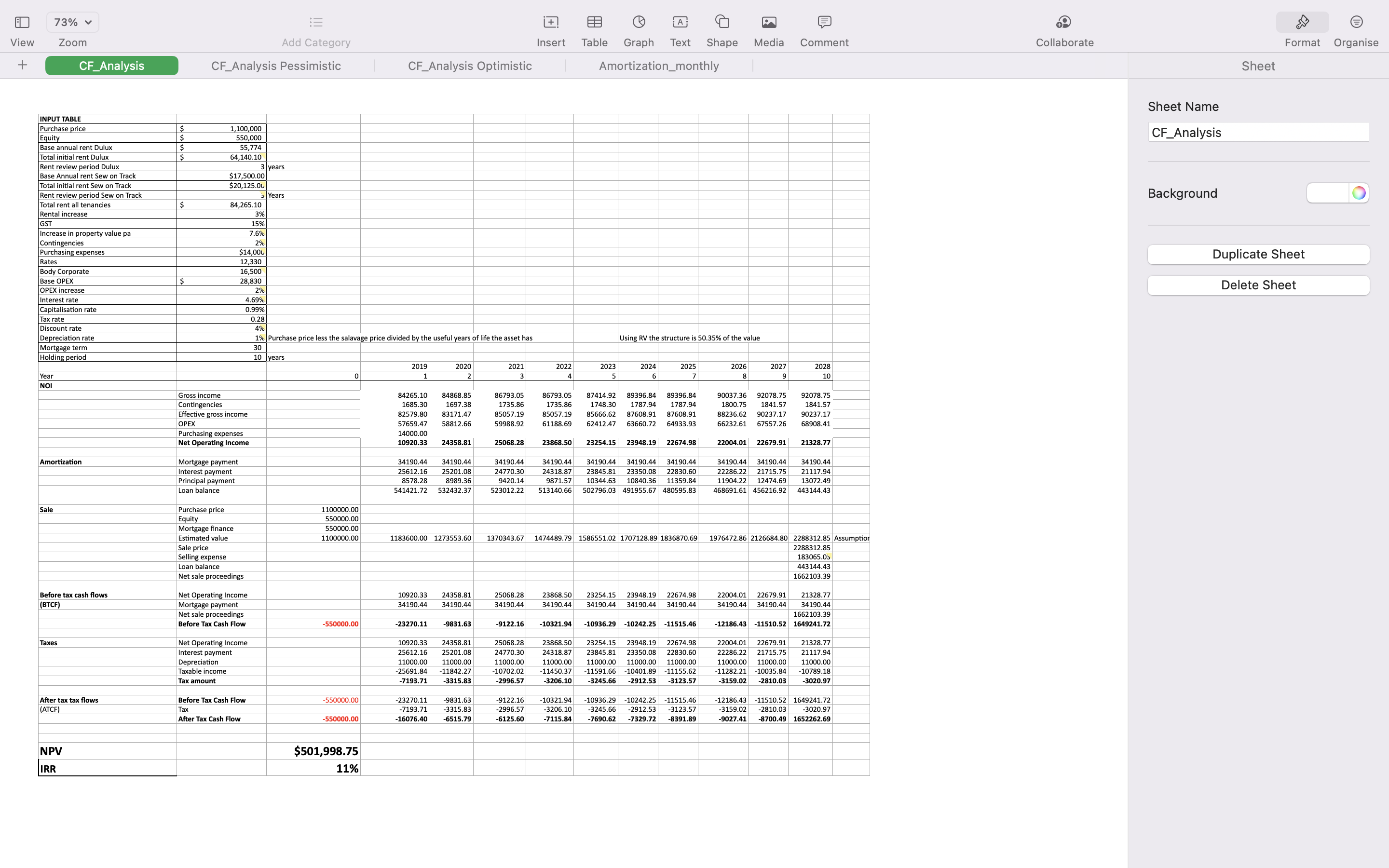 73% v E A View Zoom Add Category Insert Table