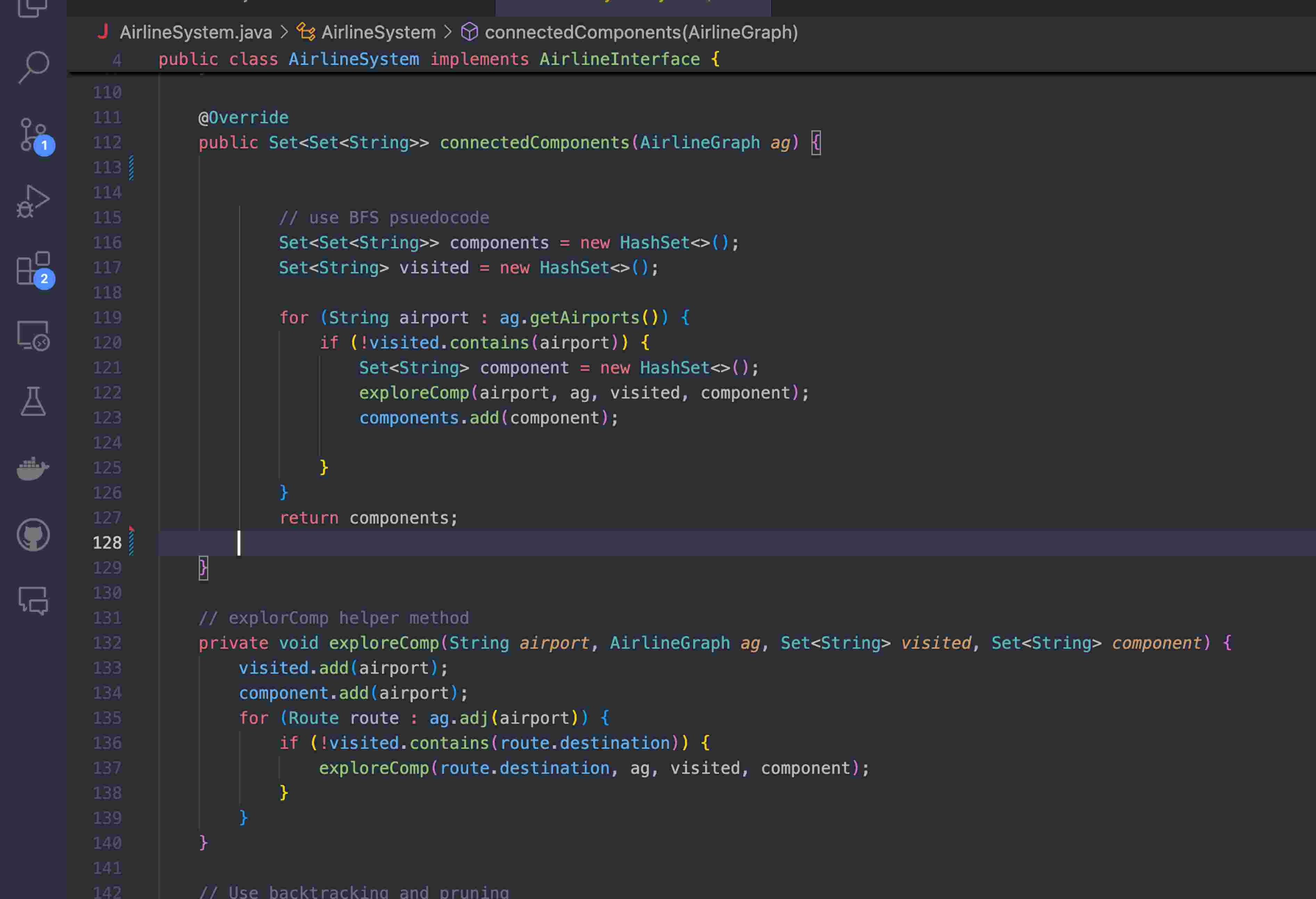 Can you help me fix my connected components