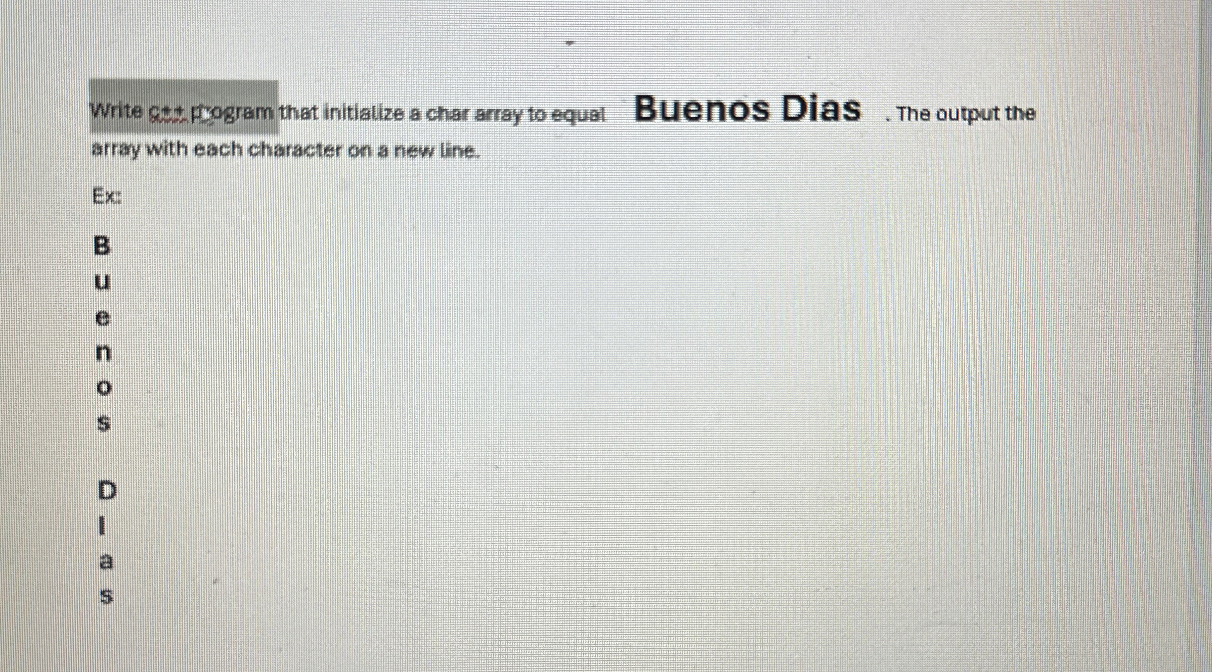 Write catt program that initialize a char array