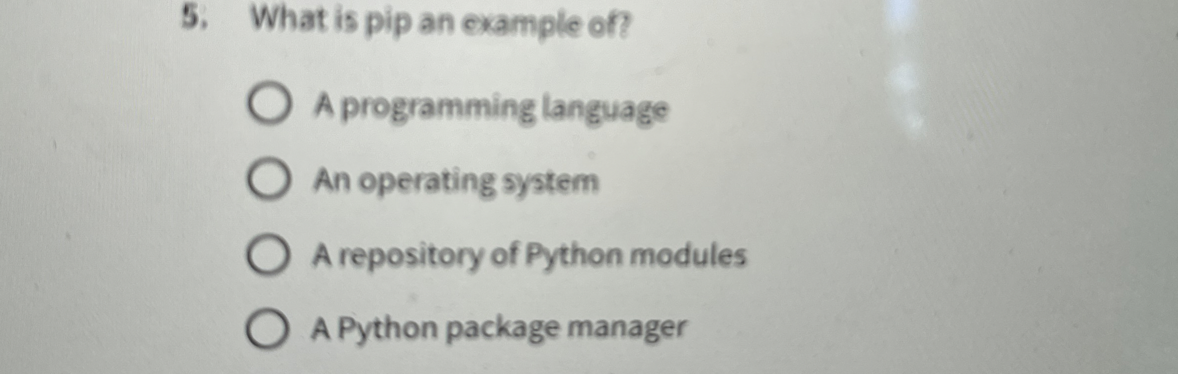 What is pip an example of ? A programming