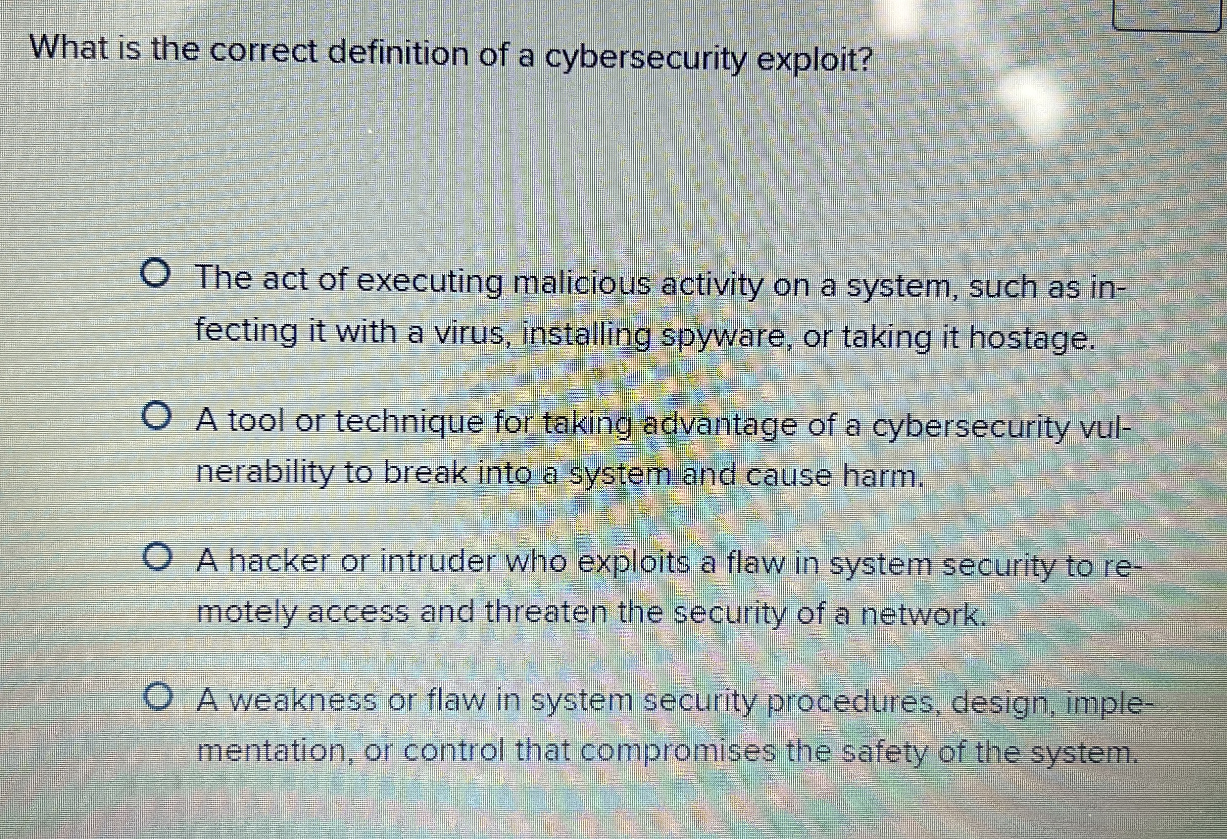What is the correct definition of a cybersecurity