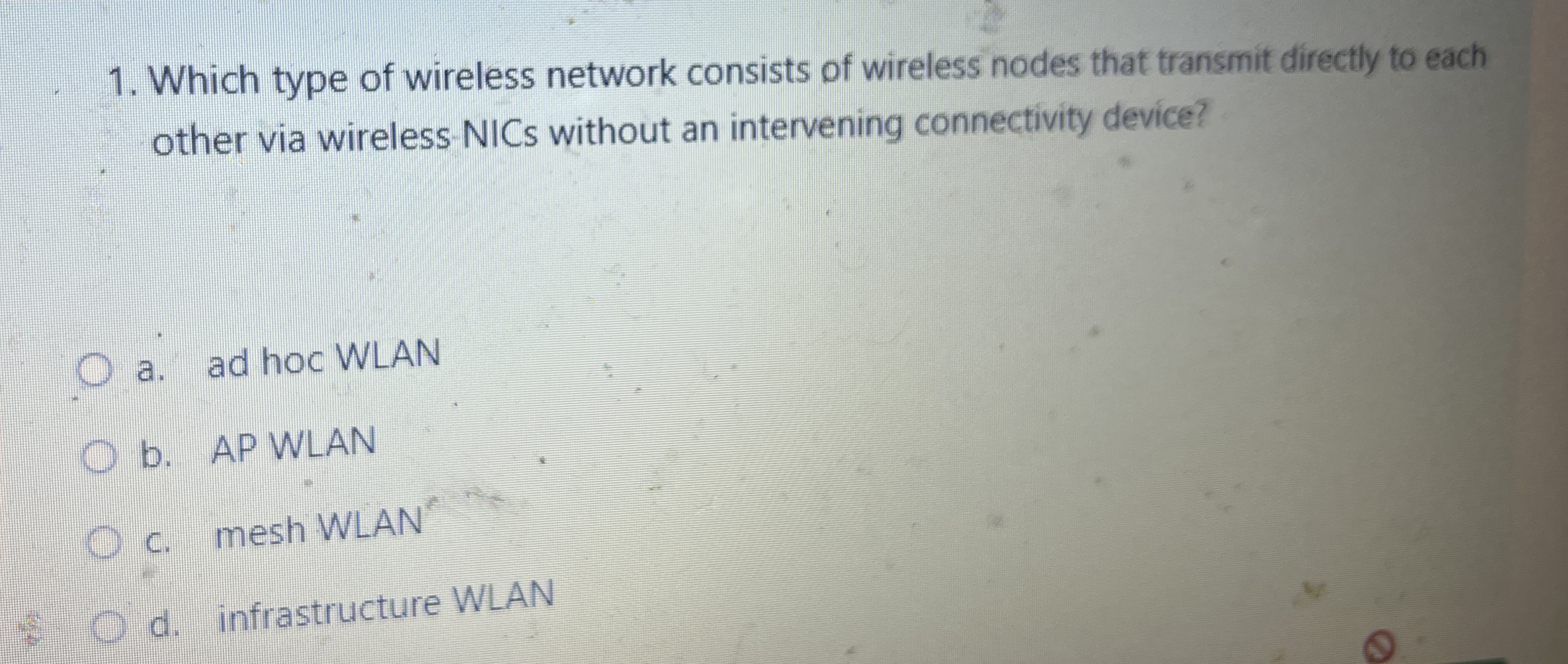 Which type of wireless network consists of