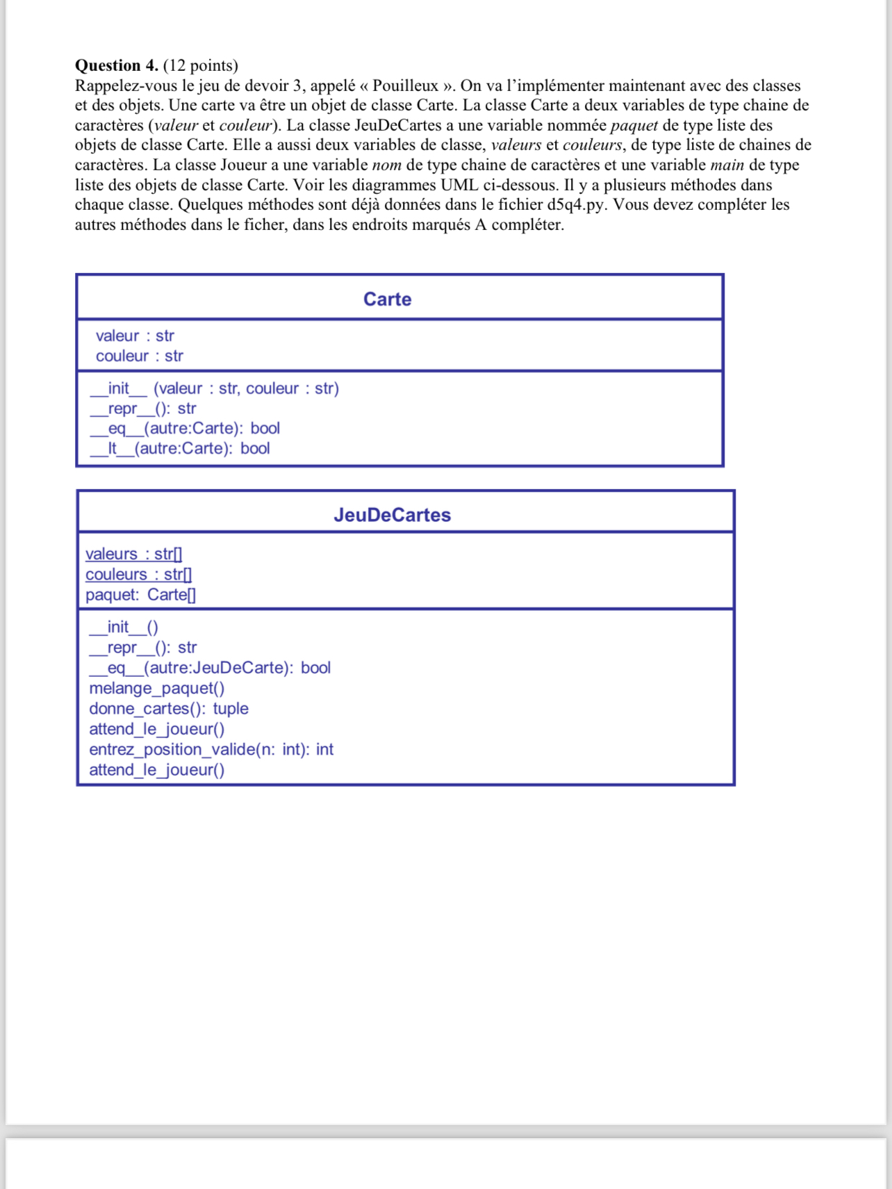 Question 4 . ( 1 2 points ) Rappelez - vous le