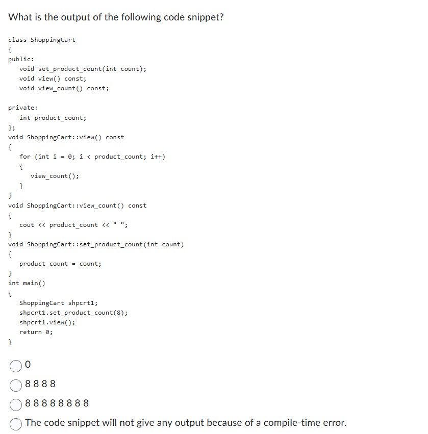 What is the output of the following code snippet?