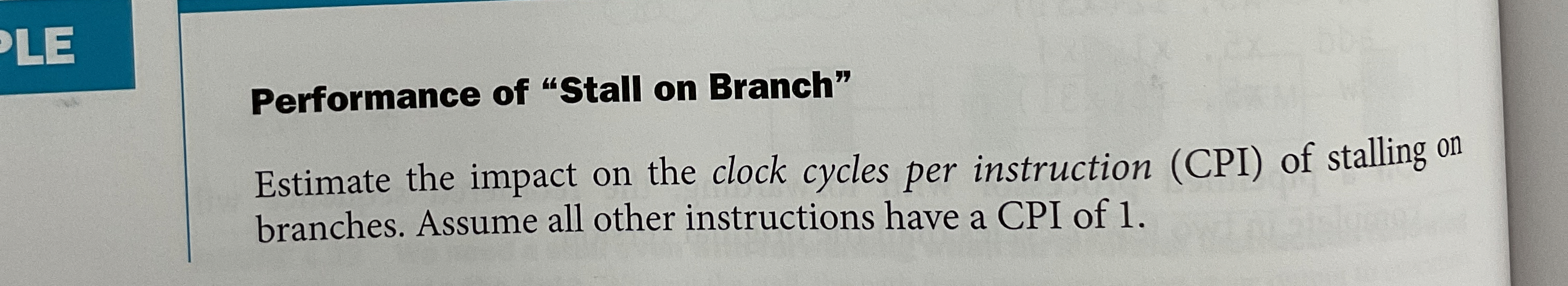 Performance of "Stall on Branch" Estimate the