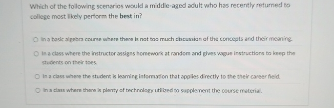 Which of the following scenarios would a middle -