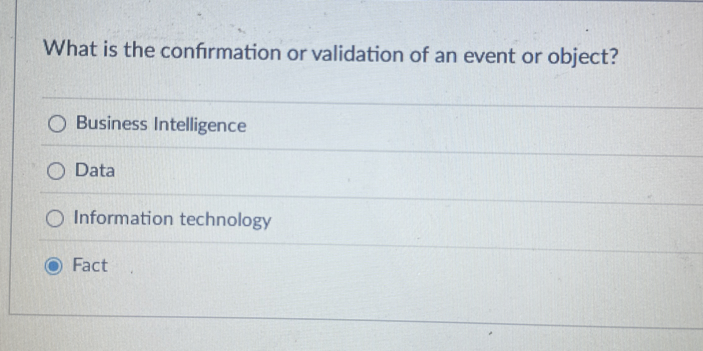 What is the confirmation or validation of an