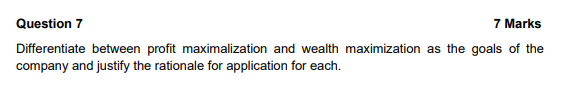 Question 7 7 Marks Differentiate between profit