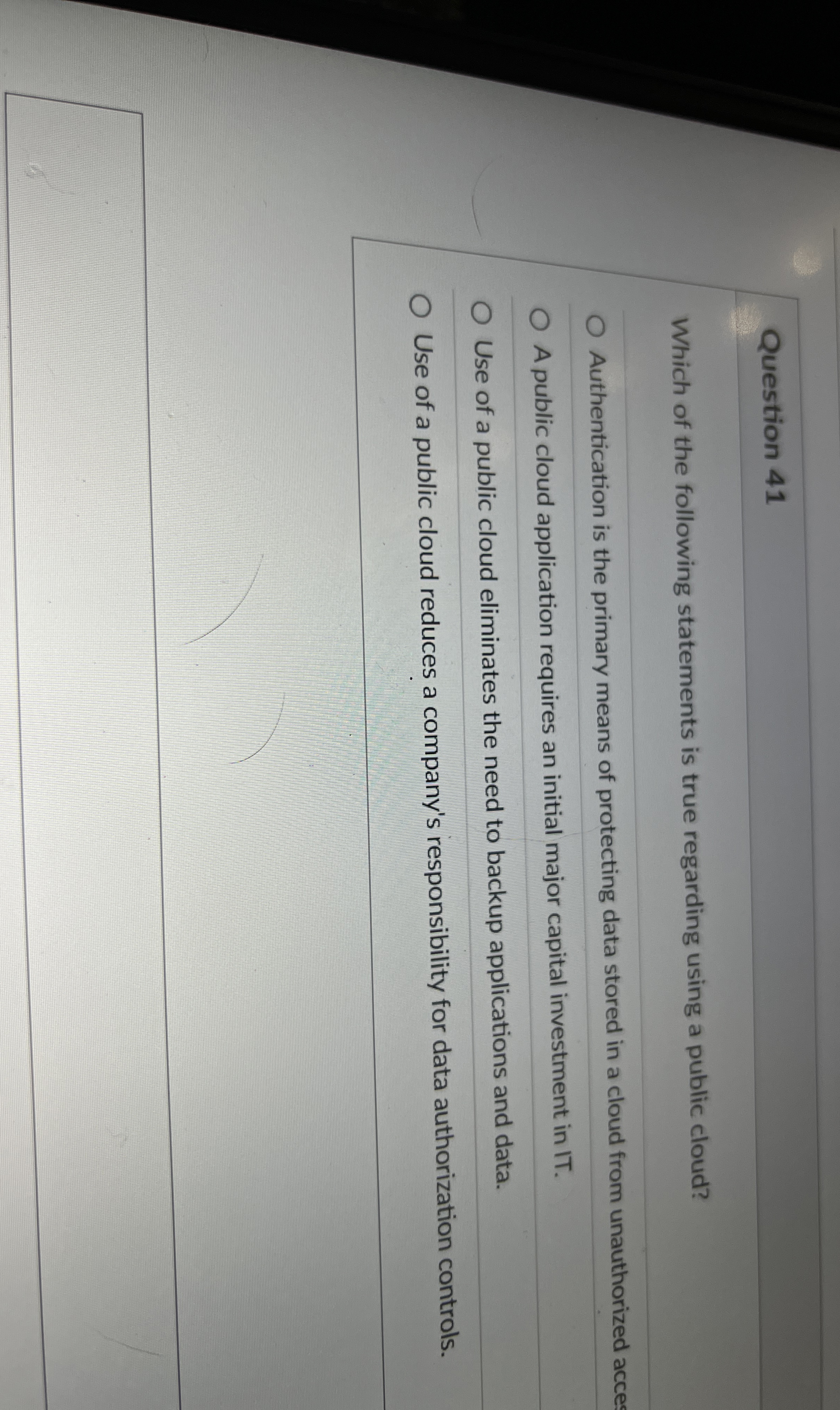Question 4 1 Which of the following statements is