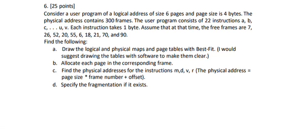 [ 2 5 points ] Consider a user program of a