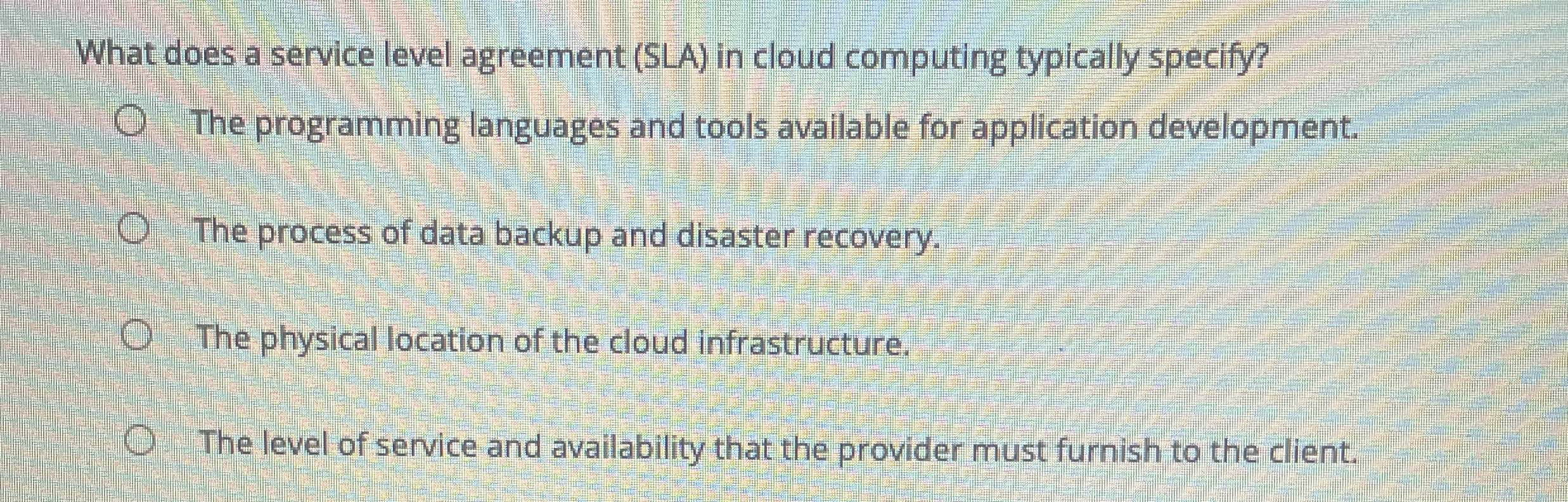 What does a service level agreement ( SLA ) in