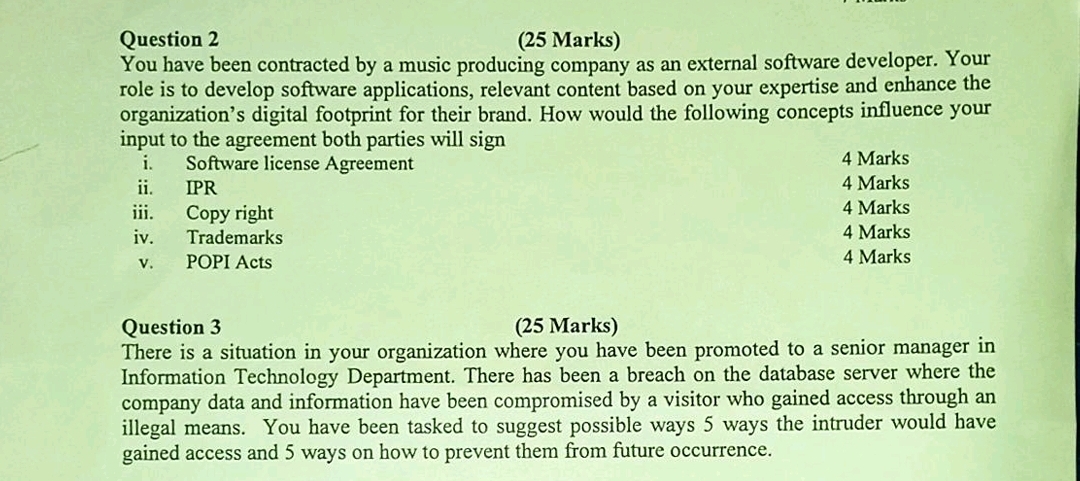 Question 2 ( 2 5 Marks ) You have been contracted