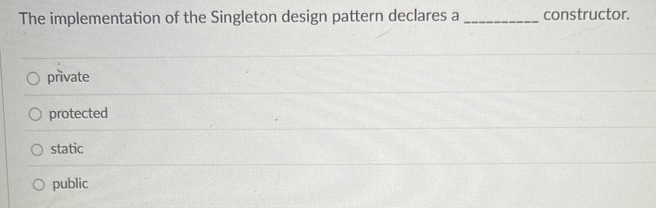 The implementation of the Singleton design