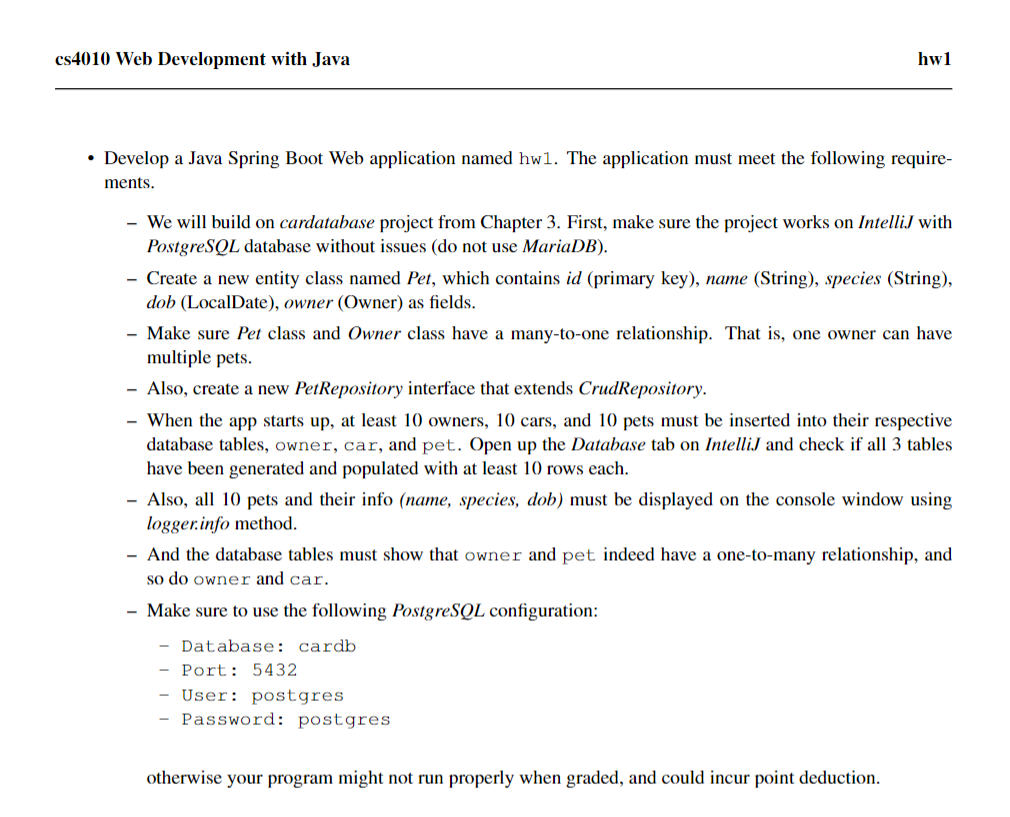 Develop a Java Spring Boot Web application named