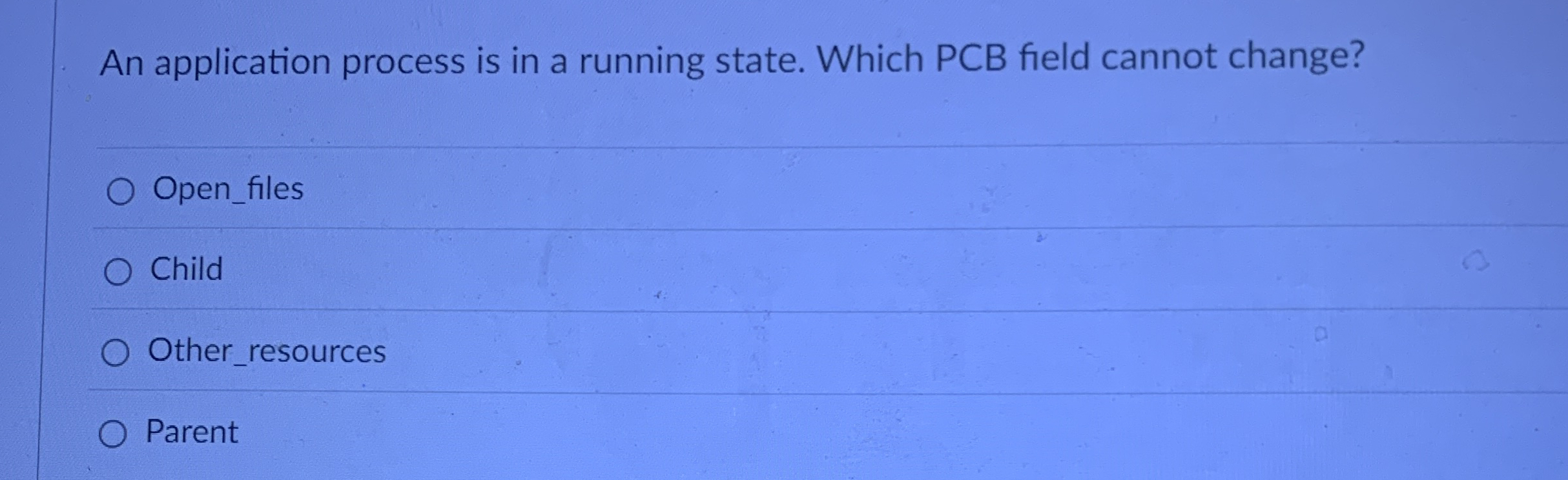 An application process is in a running state.