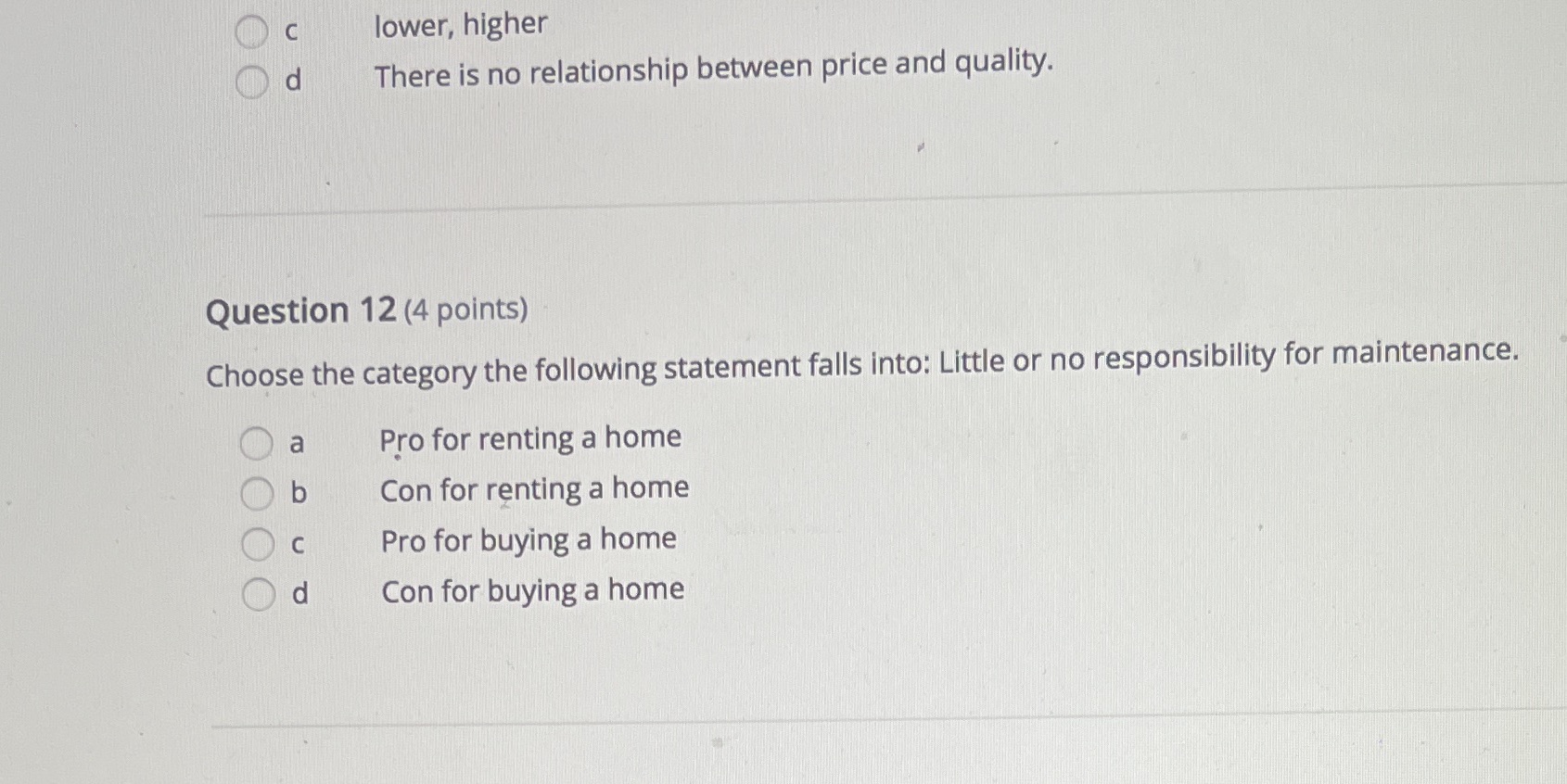 O C lower, higher Od There is no relationship