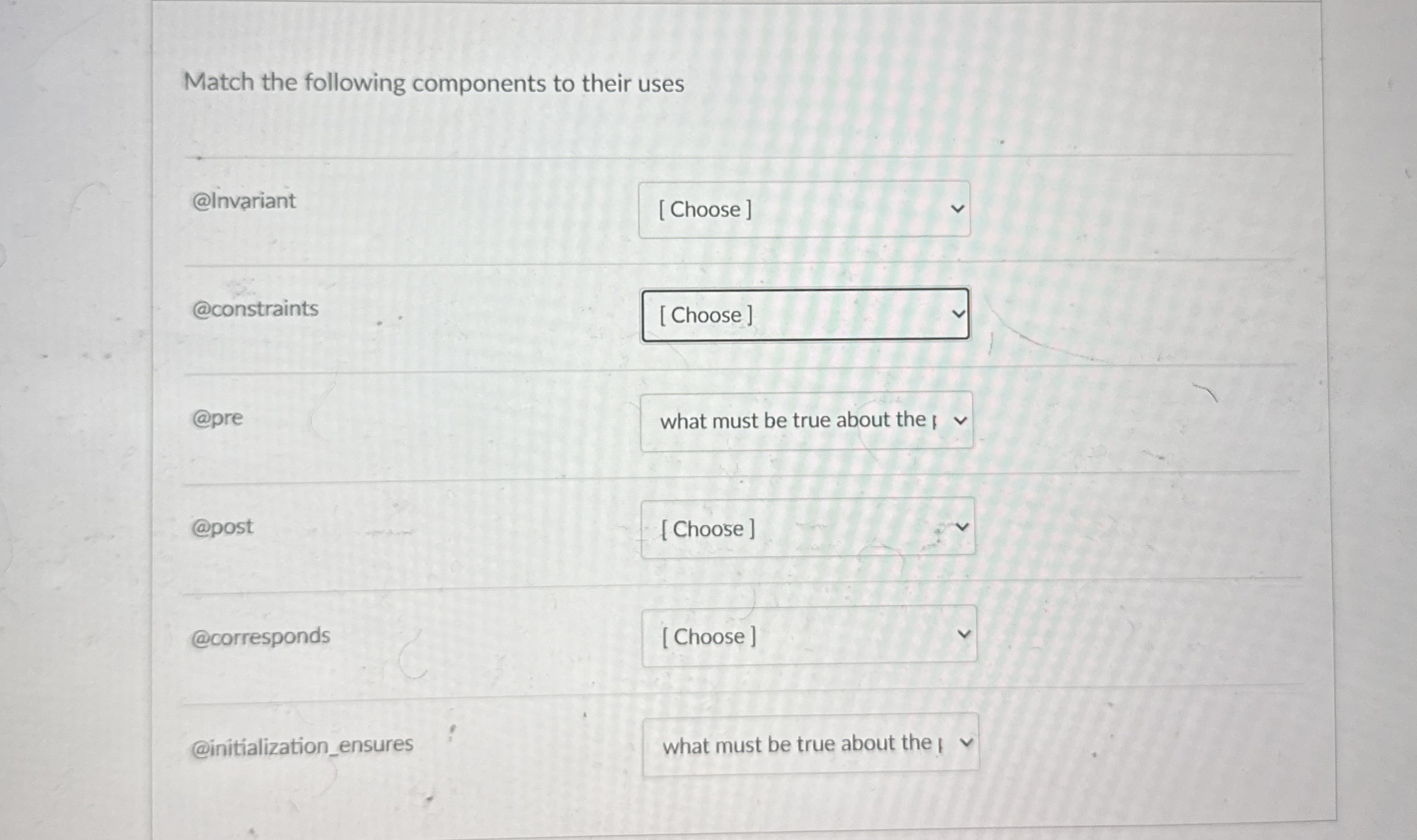 Match the following components to their uses