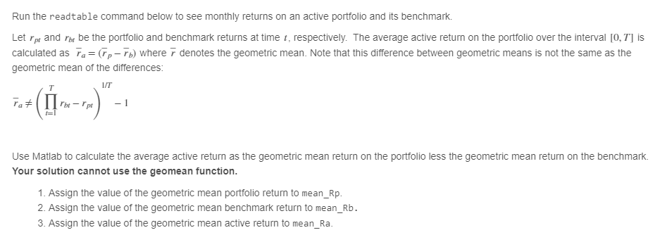 By using Matlab and start at : ret _ table =
