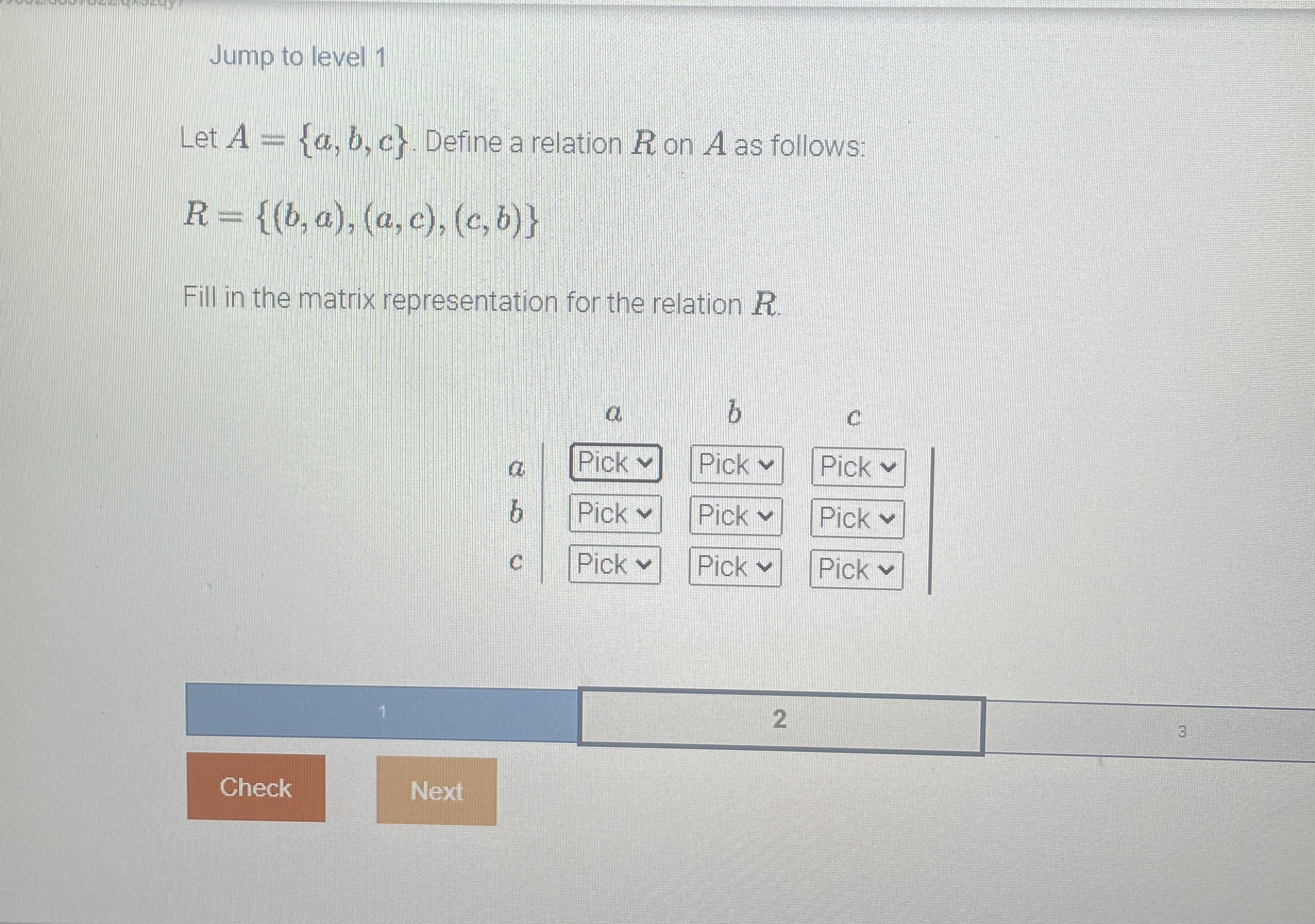 Jump to level 1 Let A = { a , b , c } . Define a