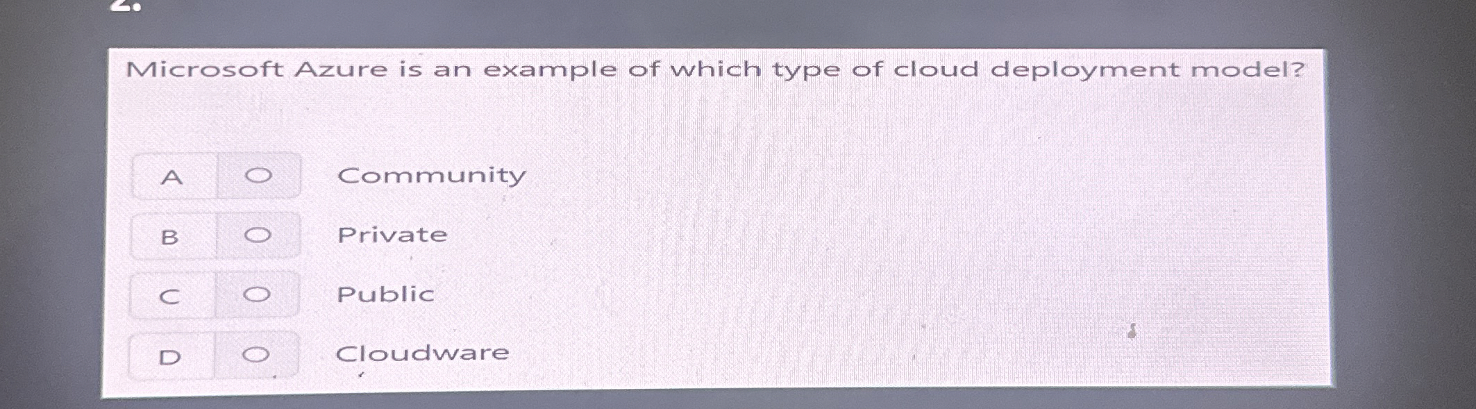 Microsoft Azure is an example of which type of