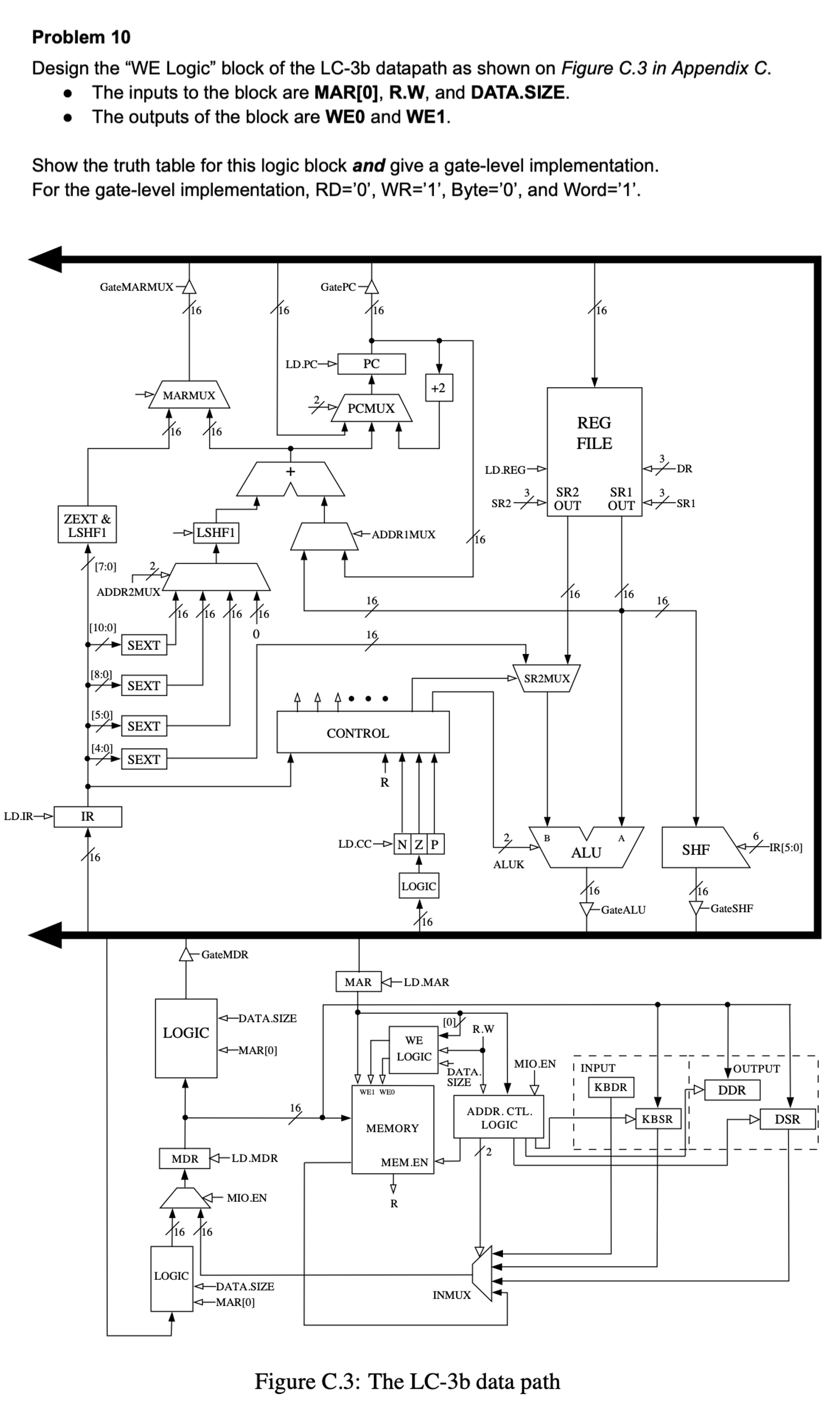 Problem 1 0 Design the " WE Logic" block of the