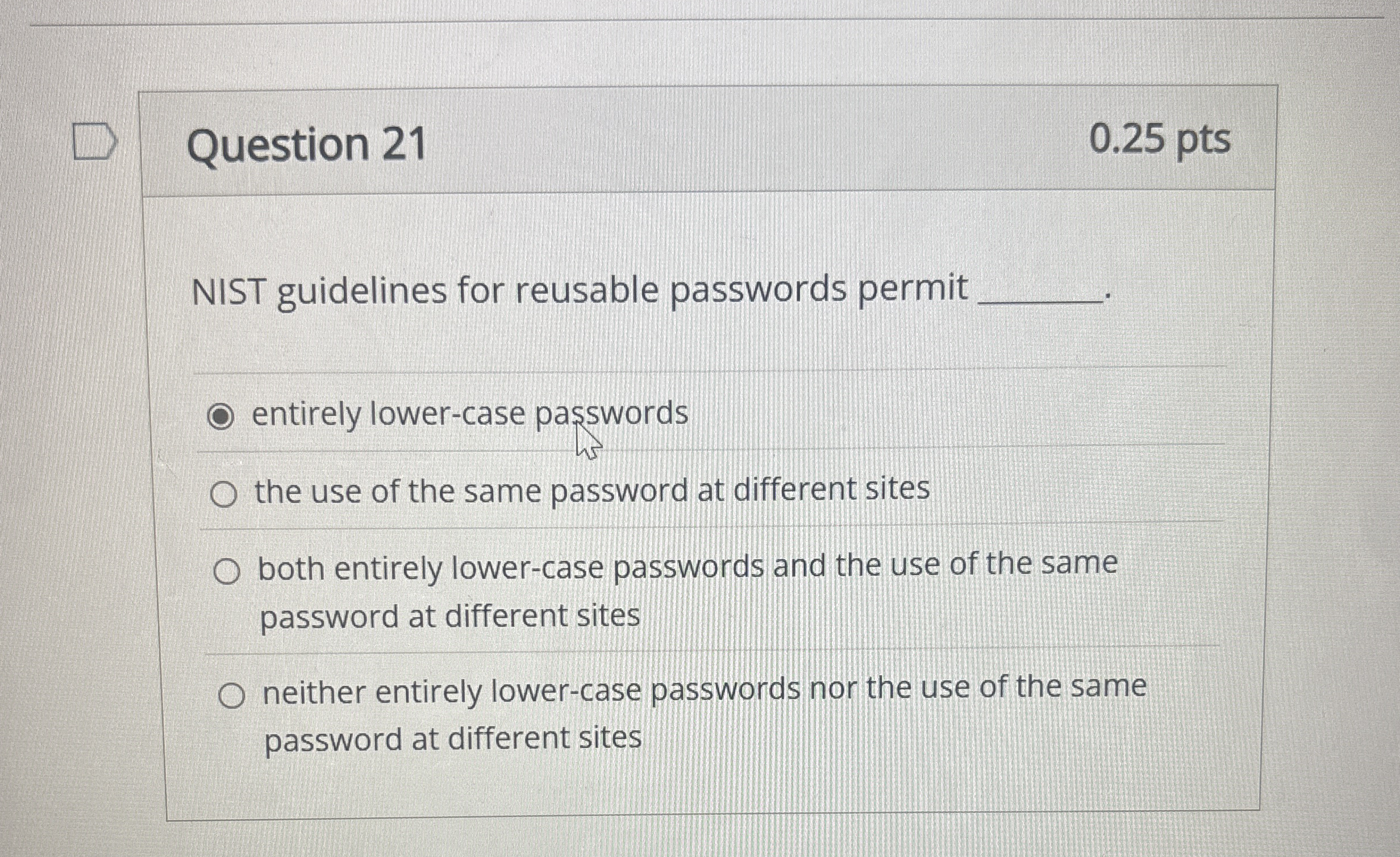 Question 2 1 NIST guidelines for reusable